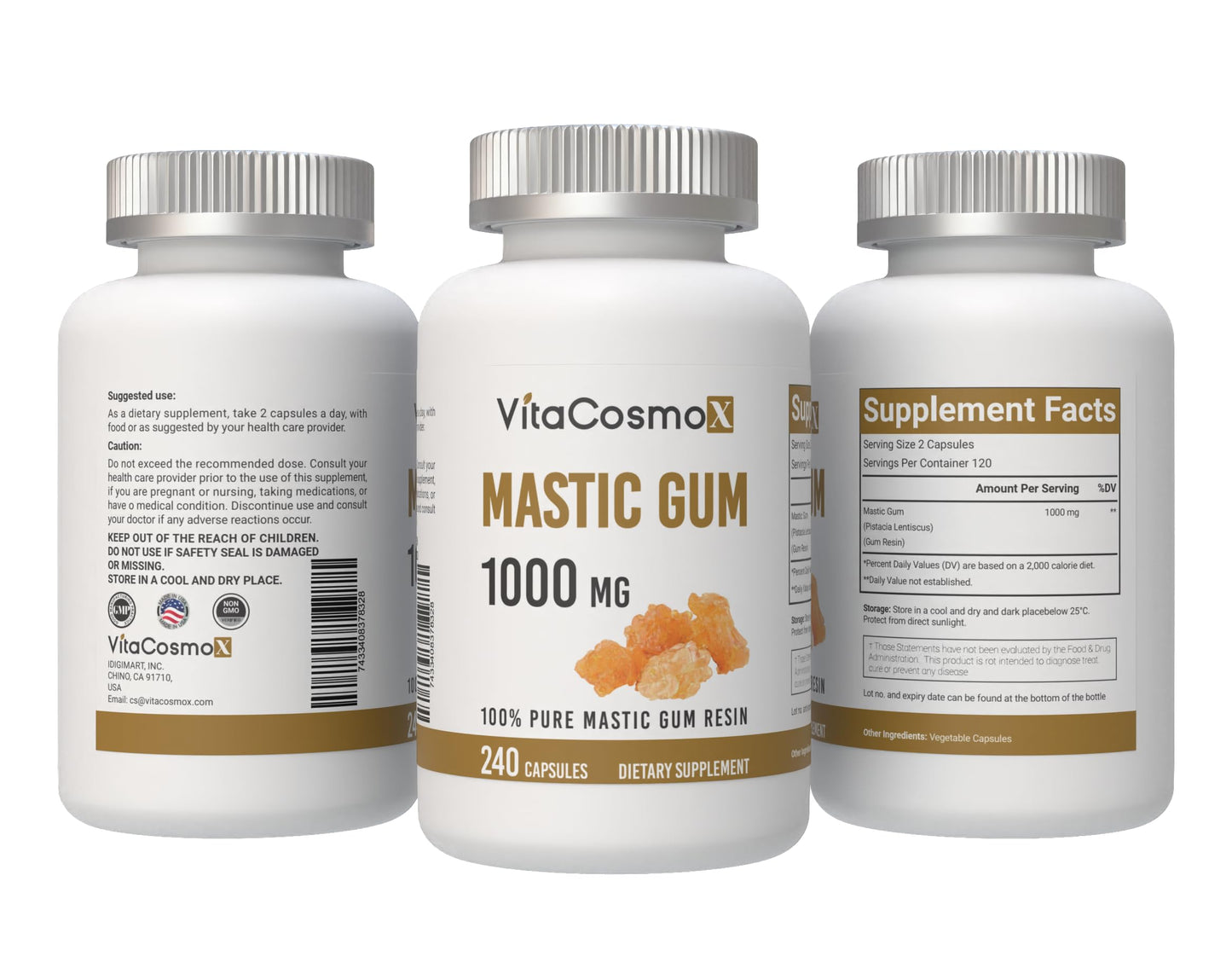VitaCosmoX Mastic Gum Capsule, 120 Count
