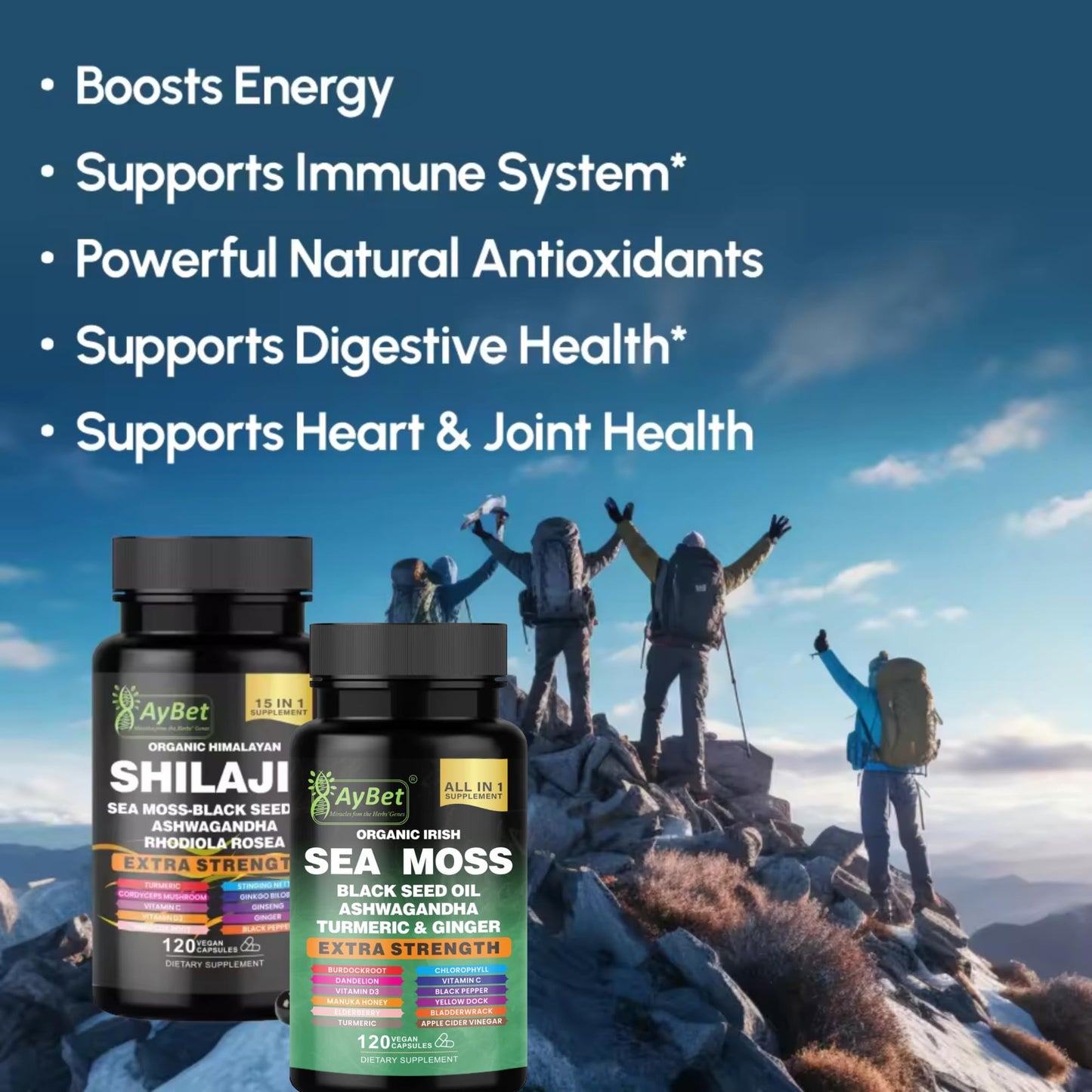 AyBet Sea Moss & Himalayan Shilajit Supplement Combo Capsules 240 Count