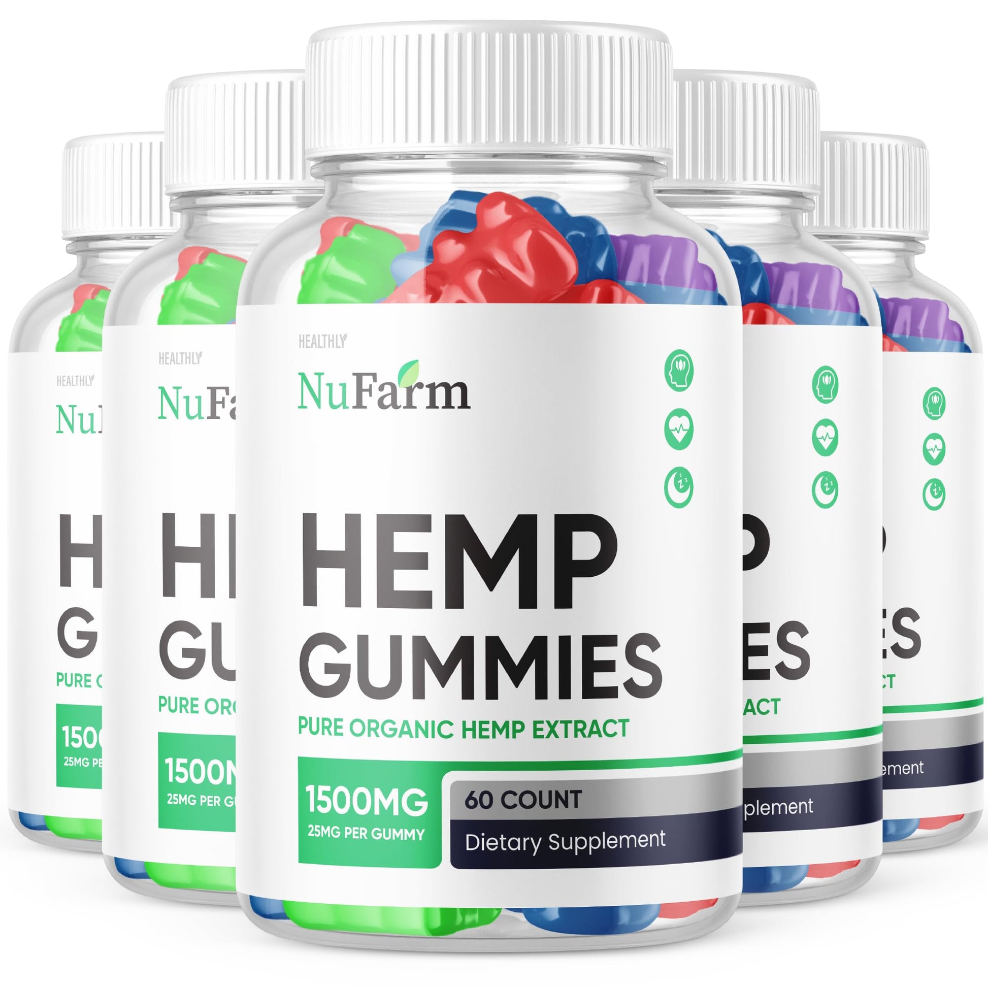 Purvia Nufarm Hemp Gummies Premium Blend Advanced Formula, 25mg per Gummy, 300 Gummies
