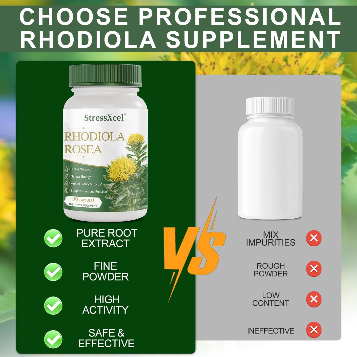 StressXcel Rhodiola Rosea Supplement Capsule, 90 Capsules