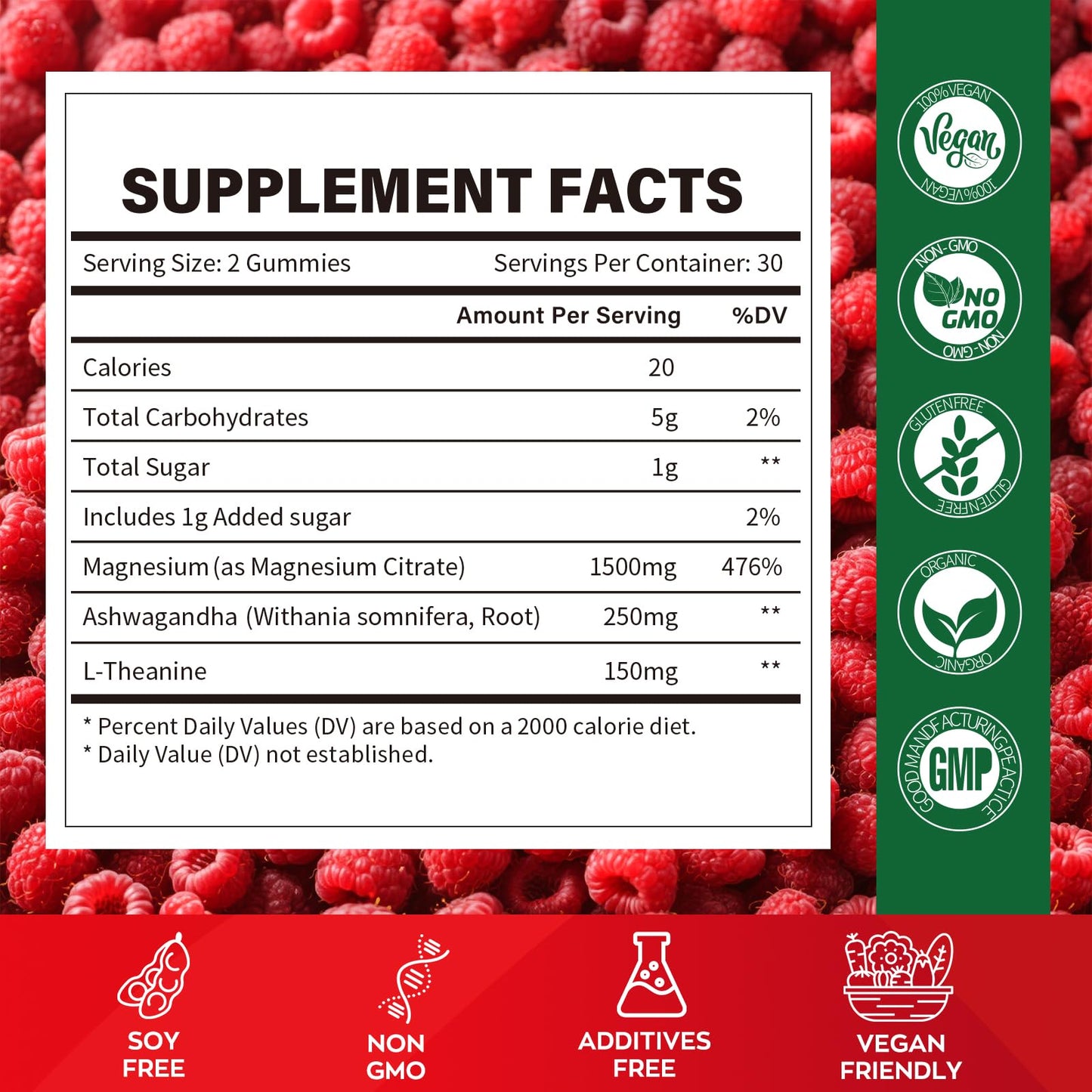 Yidout High Absorption Magnesium Gummies for Adults, Raspberry Flavor, Vegan, Non-GMO, 60 Count