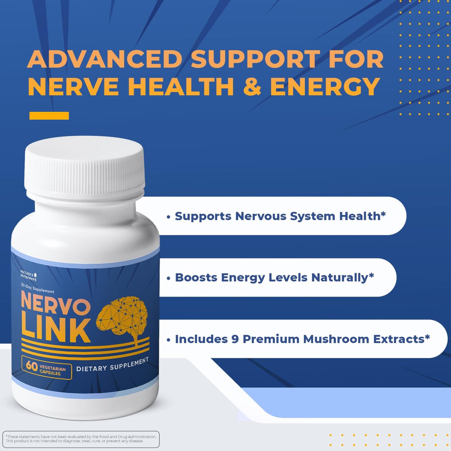 Nature’s NutriWave Nervolink Reishi, Shiitake & Lion's Mane Capsule 60 Count