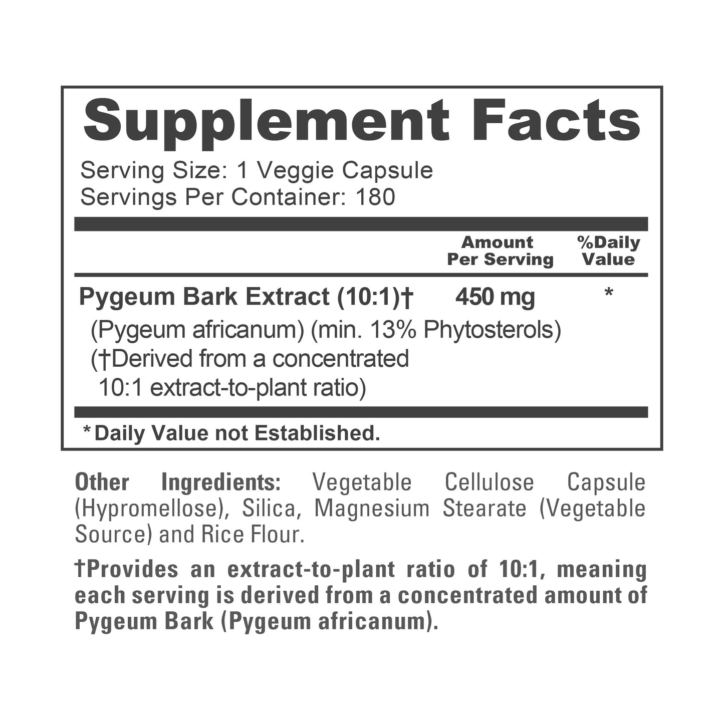 NusaPure Pygeum Bark 450 mg Capsules, 180 Veg Capsules