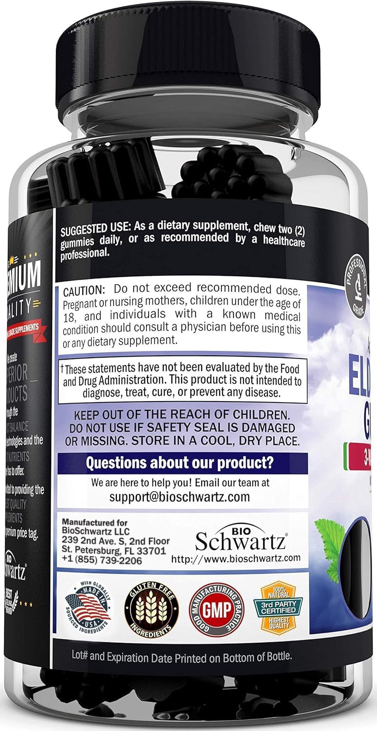 BioSchwartz Elderberry Gummies with Zinc, Vitamin C, and Vitamin D3 5000 IU (125 mcg), 420 Gummies