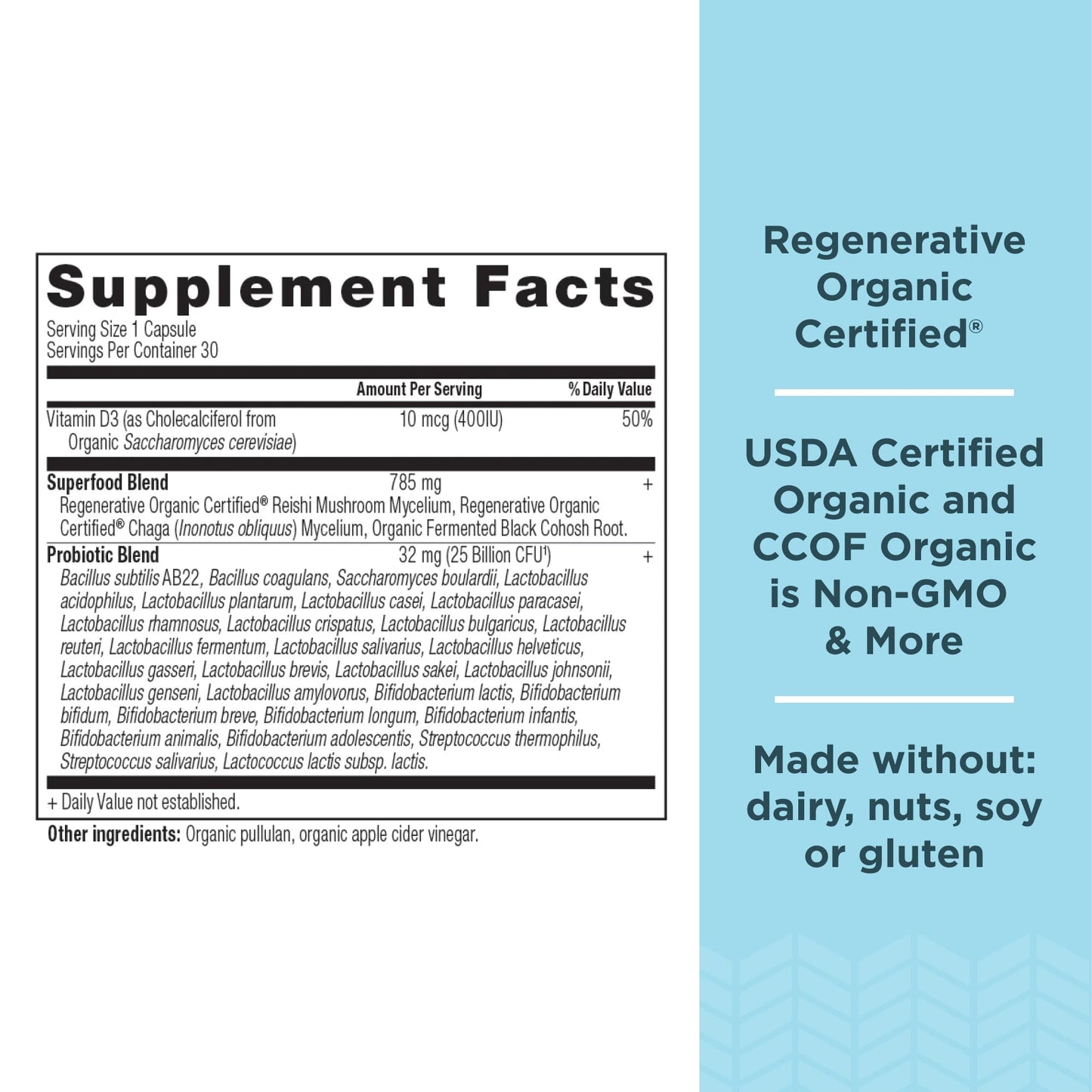 Ancient Nutrition Probiotics Capsules (30 Count) + Organic Supergreens Powder (25 Servings)