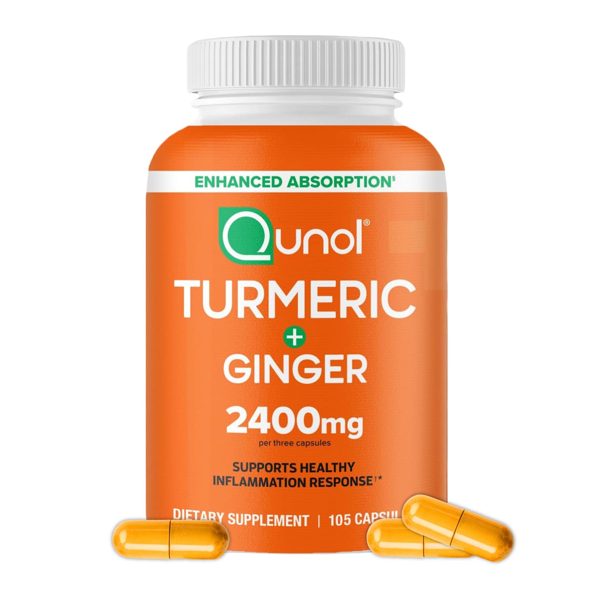 Qunol Turmeric Curcumin with Black Pepper & Ginger Capsule 105 Count