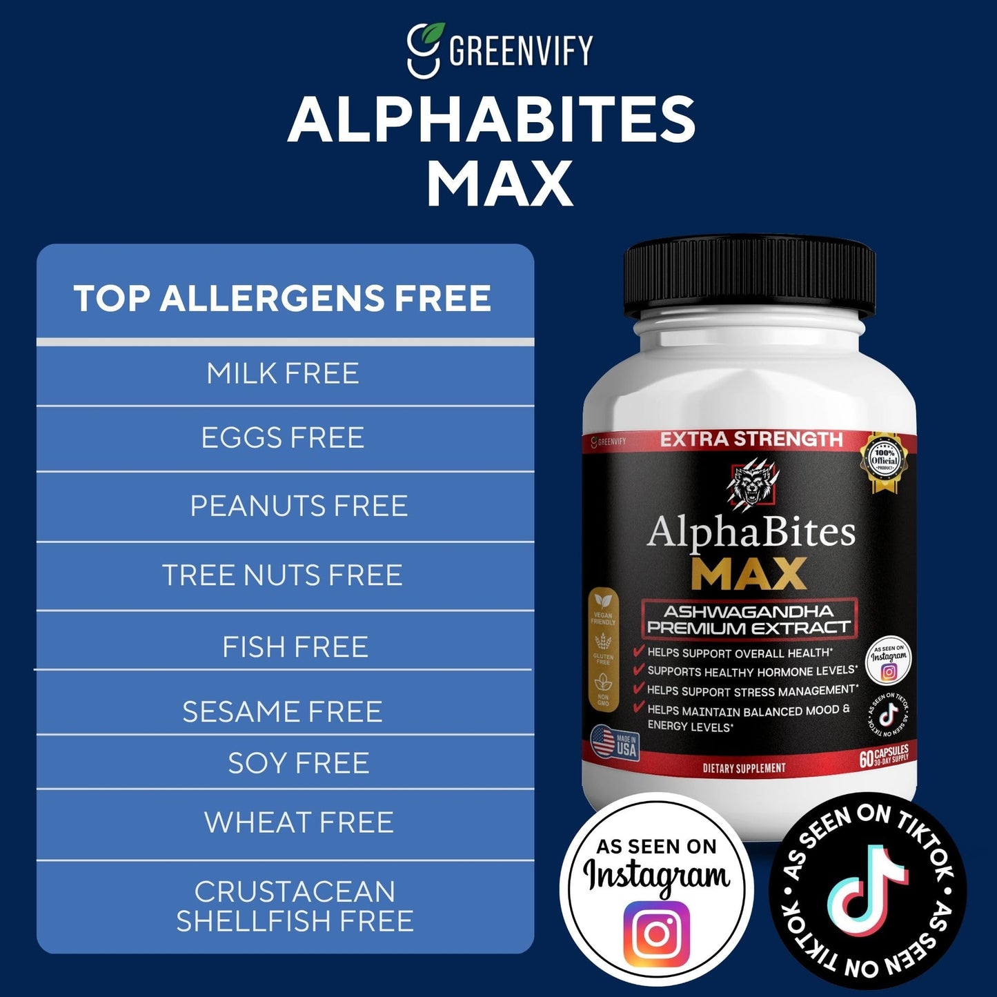 GREENVIFY AlphaBites MAX Ashwagandha Extract Capsules 180