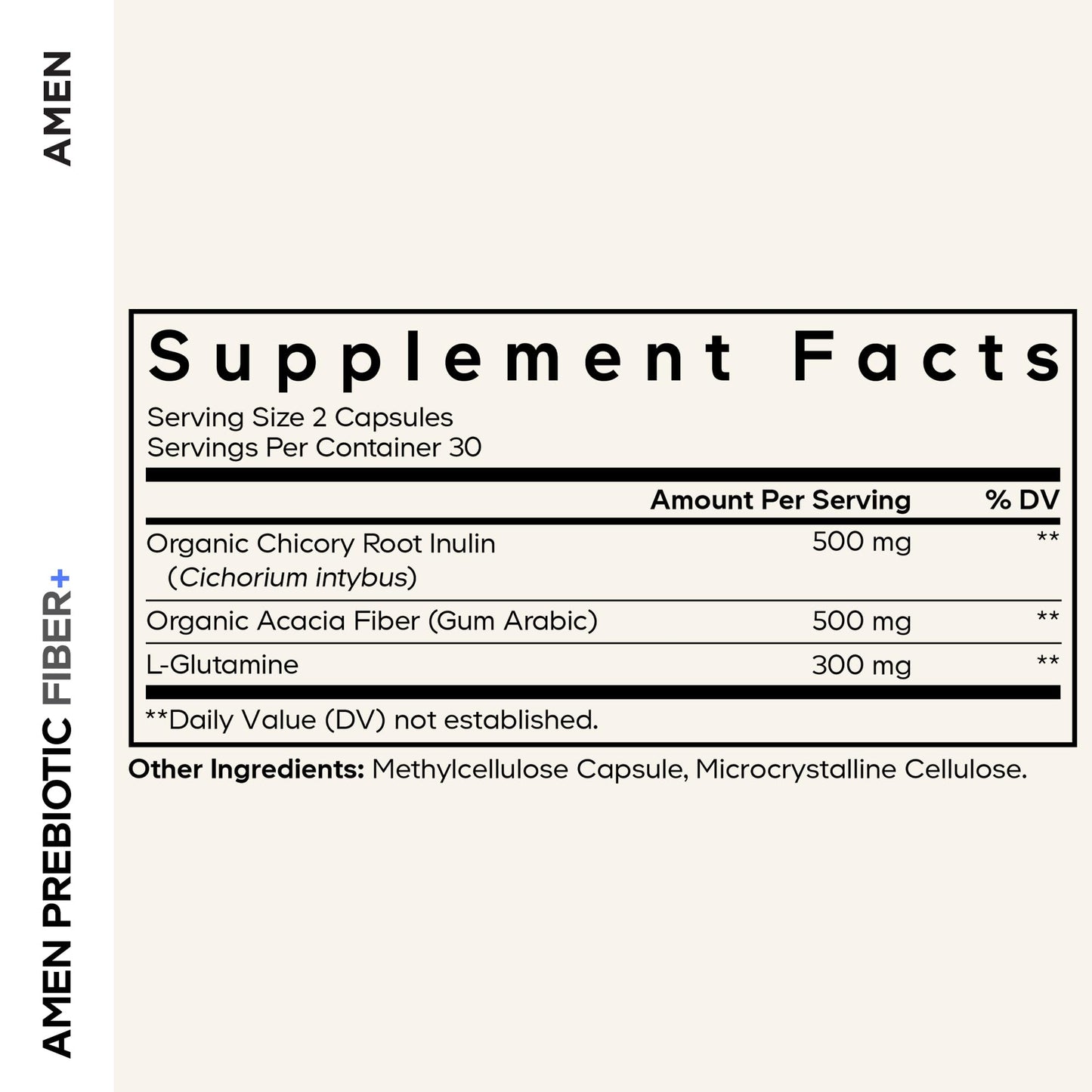 Amen Prebiotic Fiber, Acacia, Chicory Inulin, L-Glutamine, 60 Capsules