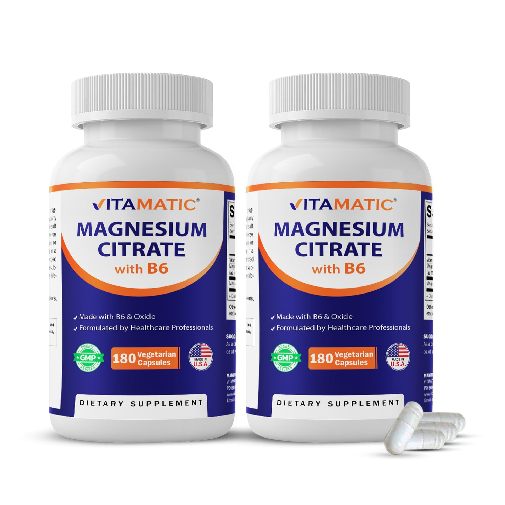 Vitamatic Magnesium Citrate 500mg Capsules, 360 Count