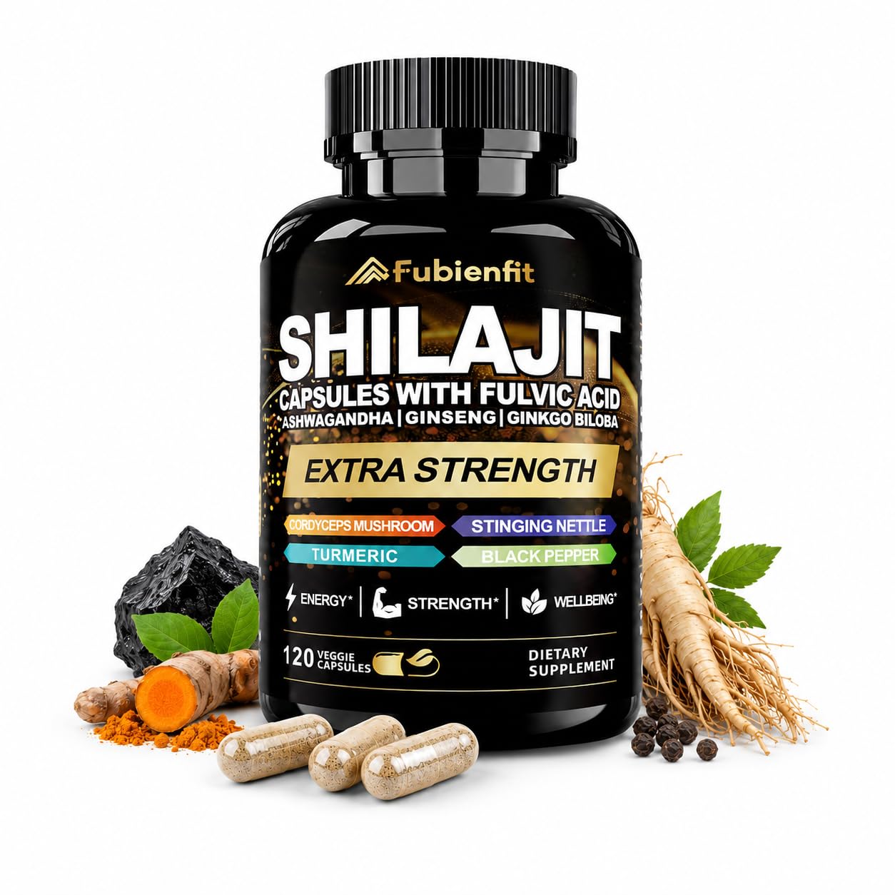SIAUWE Shilajit 30:1 Extract with Ashwagandha Capsules, 120 Count
