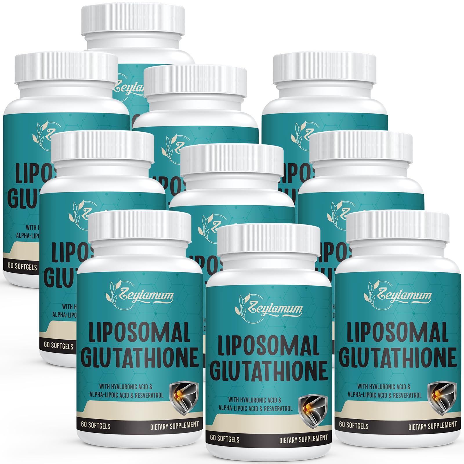 Zeylamum Liposomal Glutathione Softgels, 2400 MG, Reduced L-Glutathione (GSH), with Hyaluronic Acid & Resveratrol, 600 Softgels