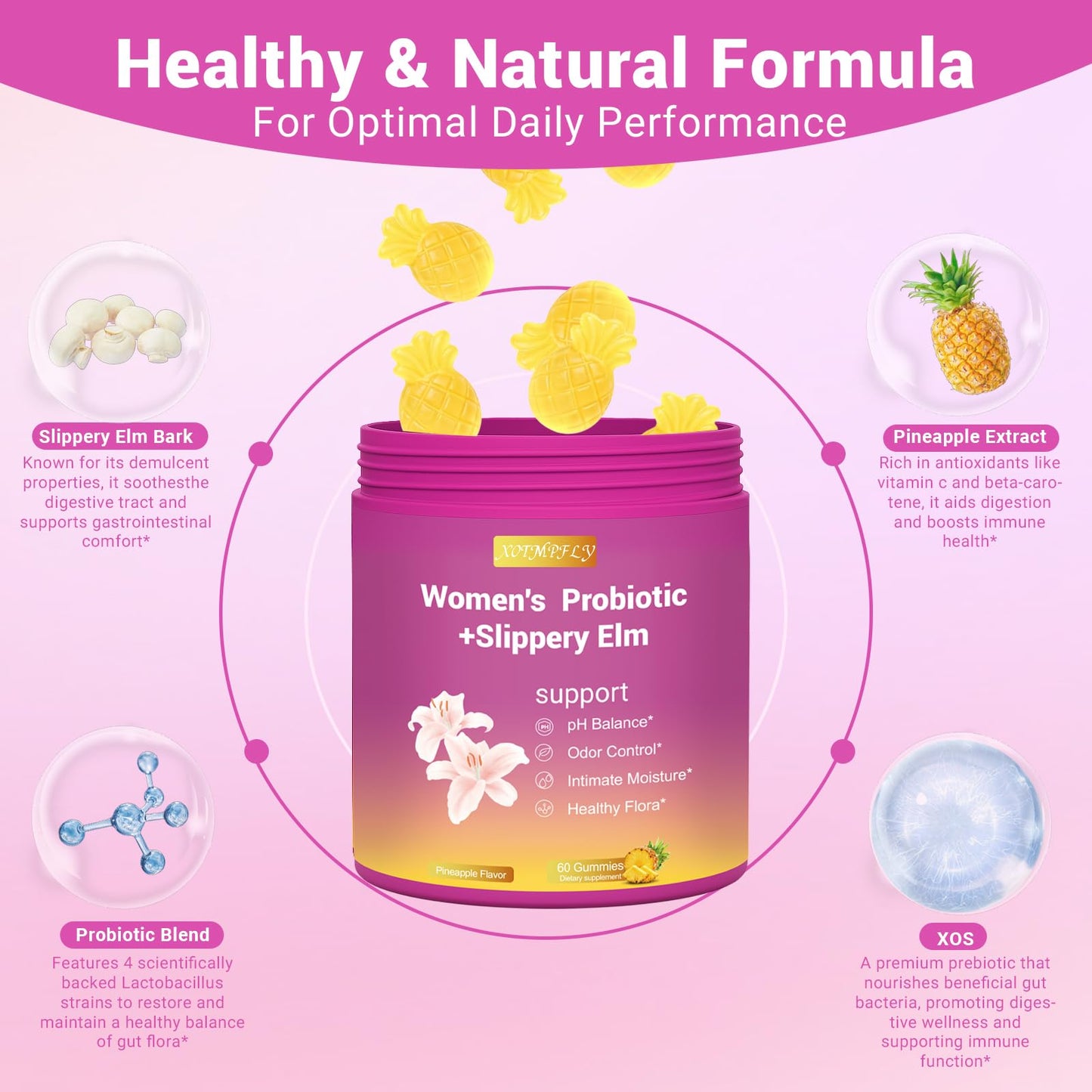 XOTMPFLY Her Juicy Feminine Probiotics Gummies 60 Count