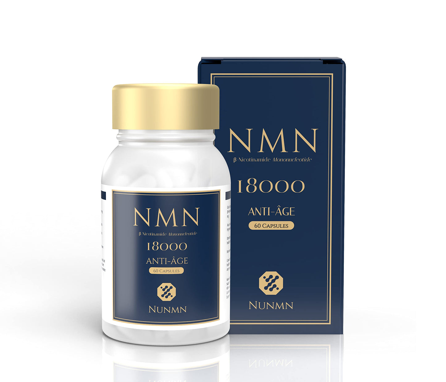 NUNMN NMN 18000 NAD+ Supplement Nicotinamide Mononucleotide Capsule, 60 Count