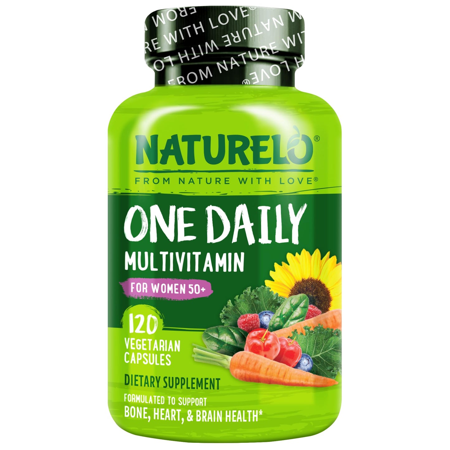 NATURELO One Daily Multivitamin for Women 50+ (Iron Free) Capsules, 120 Count