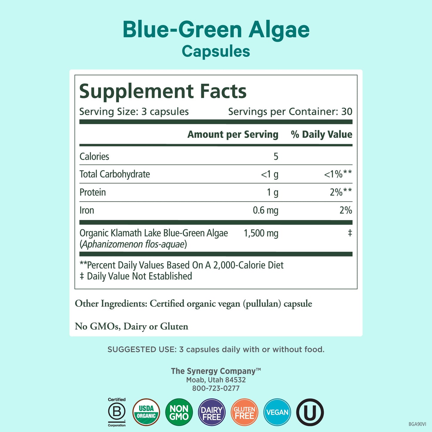 PURE SYNERGY Blue-Green Algae Capsule 90 Count