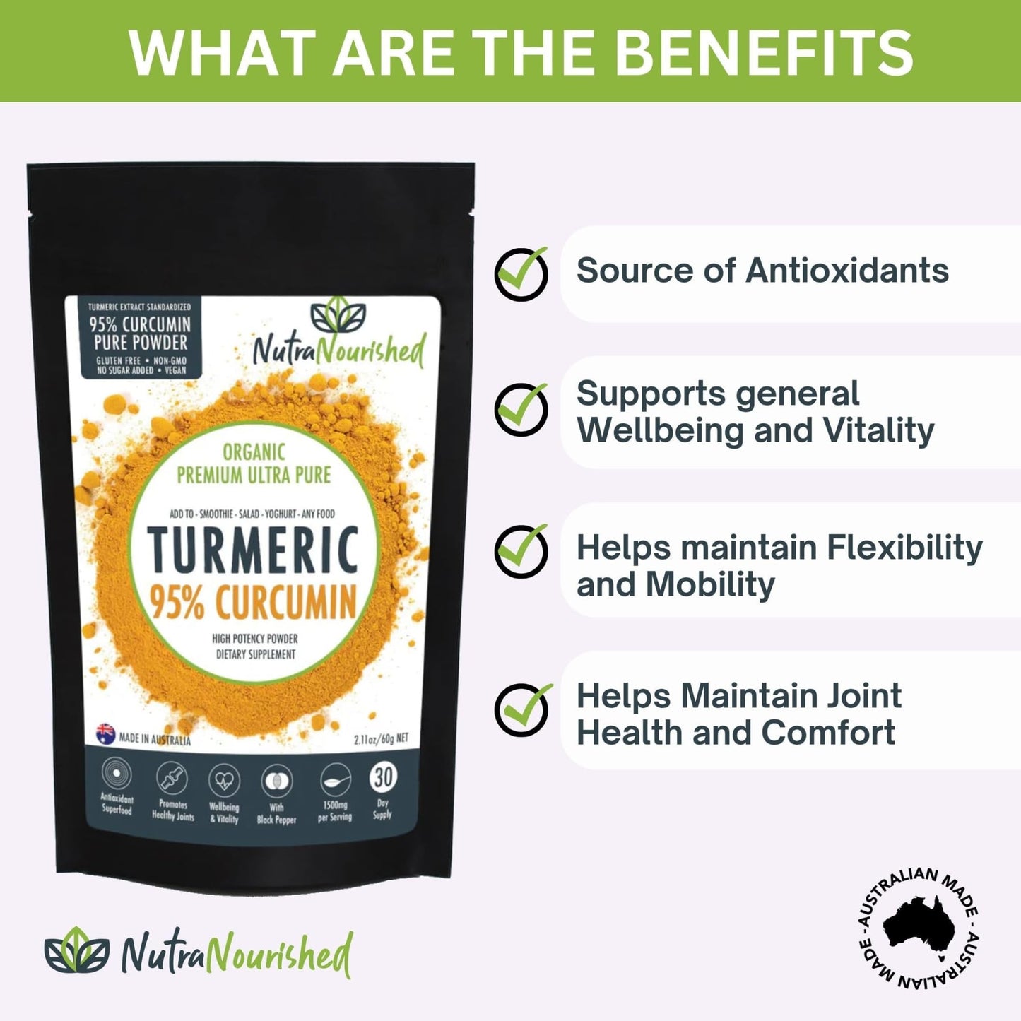 Nutra Nourished Organic Turmeric 95% Curcumin Powder 2.11 oz