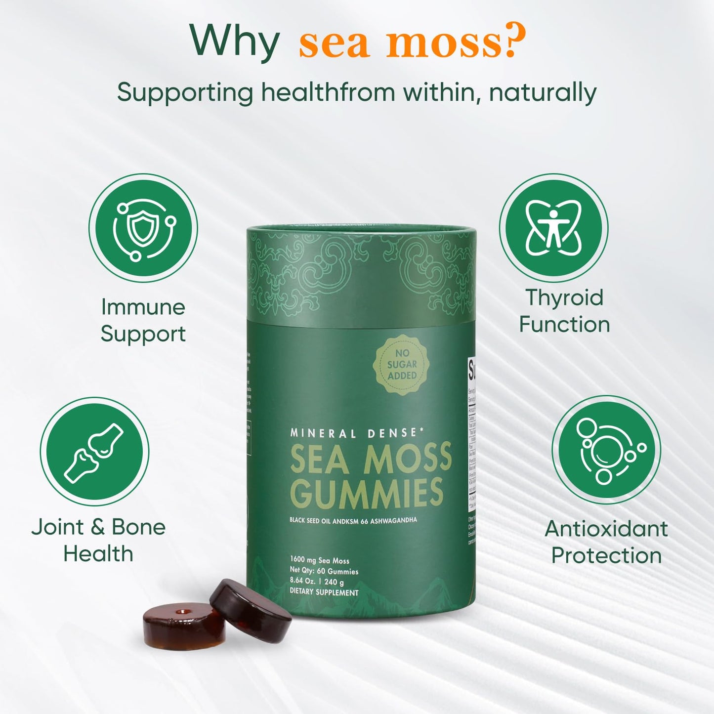 Xuore Shilajit, Sea Moss & Mushroom Gummies with Lions Mane, Reishi, Cordyceps, Ashwagandha, 75%+ Fulvic Acid, 92+ Minerals All in 1 Supplements, Gummy, 1 Count