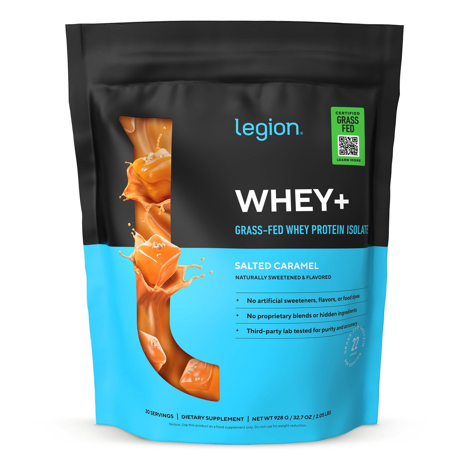 LEGION Whey+ Protein Isolate Powder Salted Caramel, 30 Servings