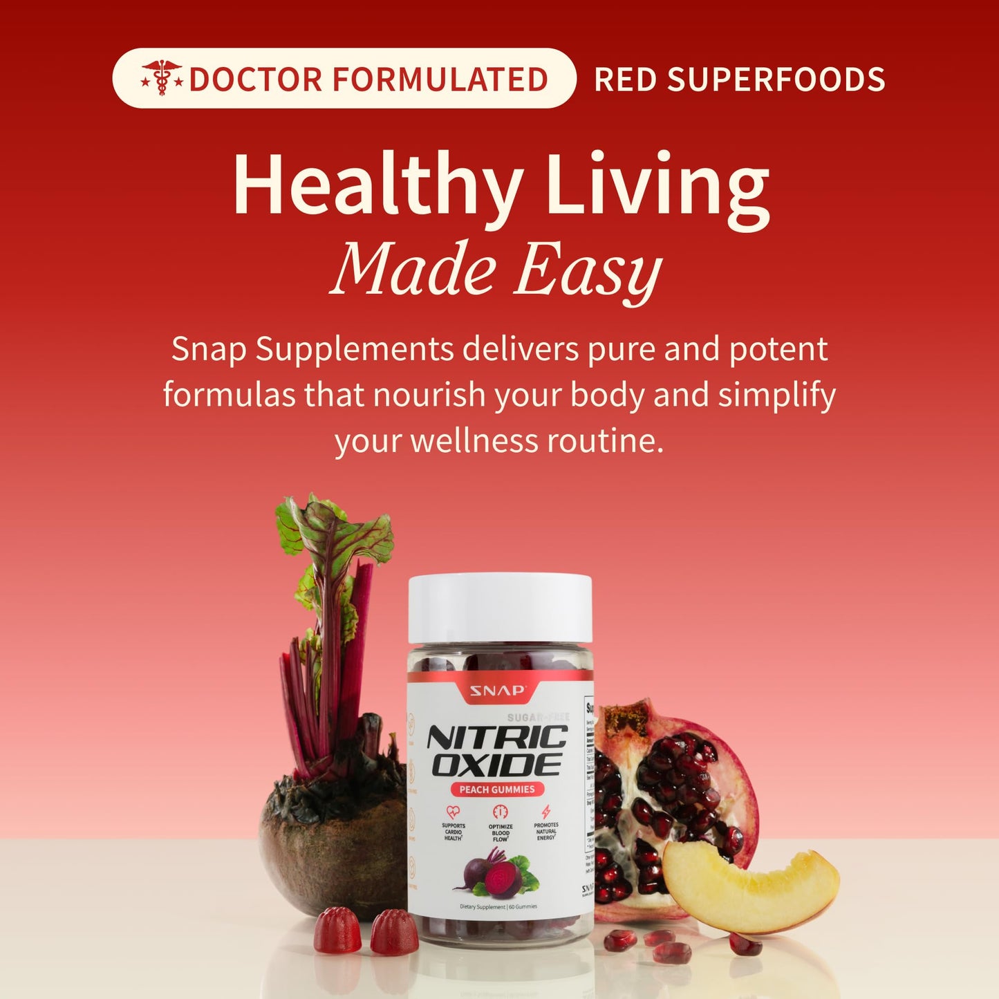Snap Supplements Nitric Oxide Beet Root Gummies, 60 Gummies