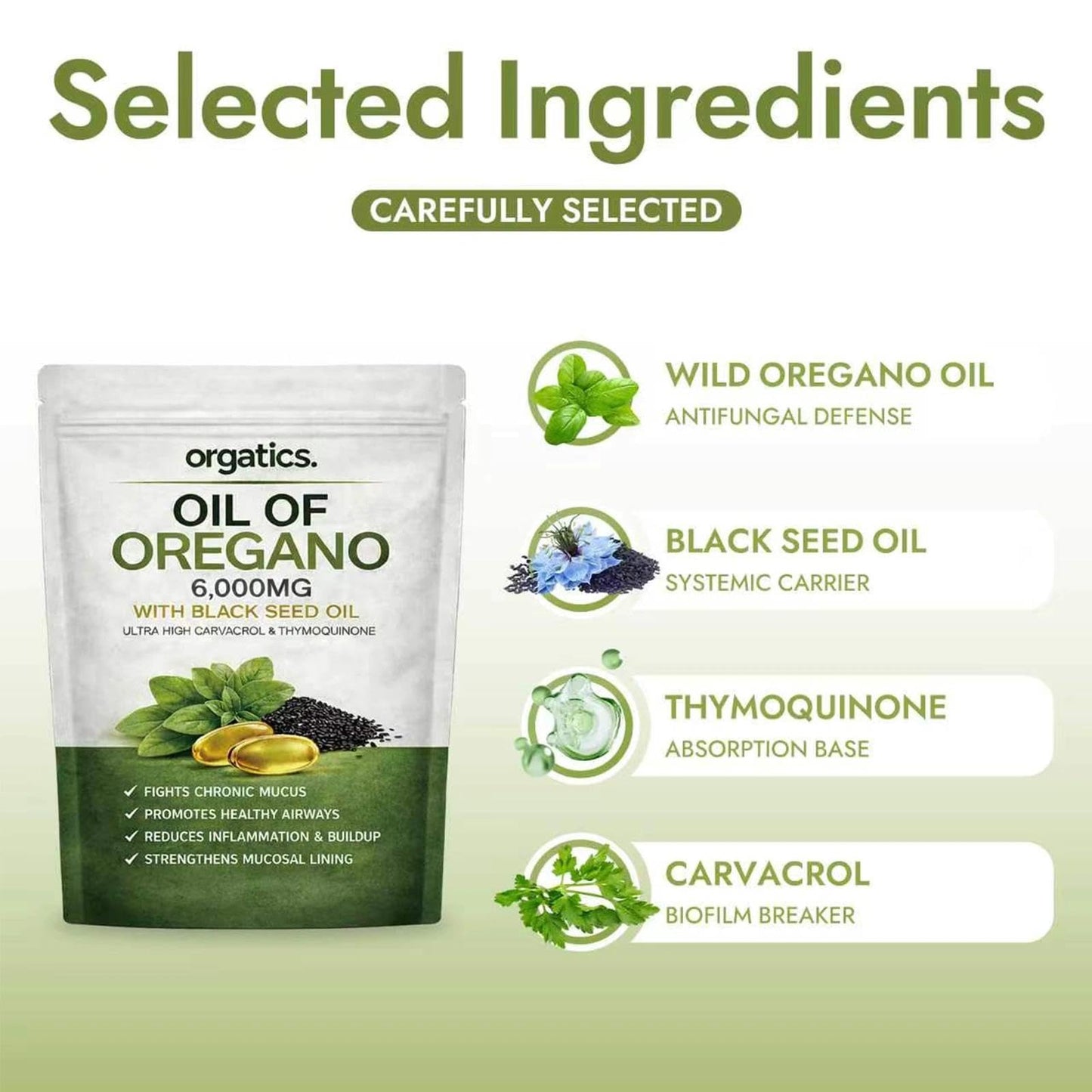orgatics Oregano & Black Seed Softgels, 300 Count