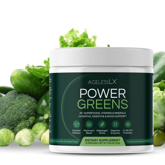 AgelessLX Power Greens Powder, 4.66 Ounce