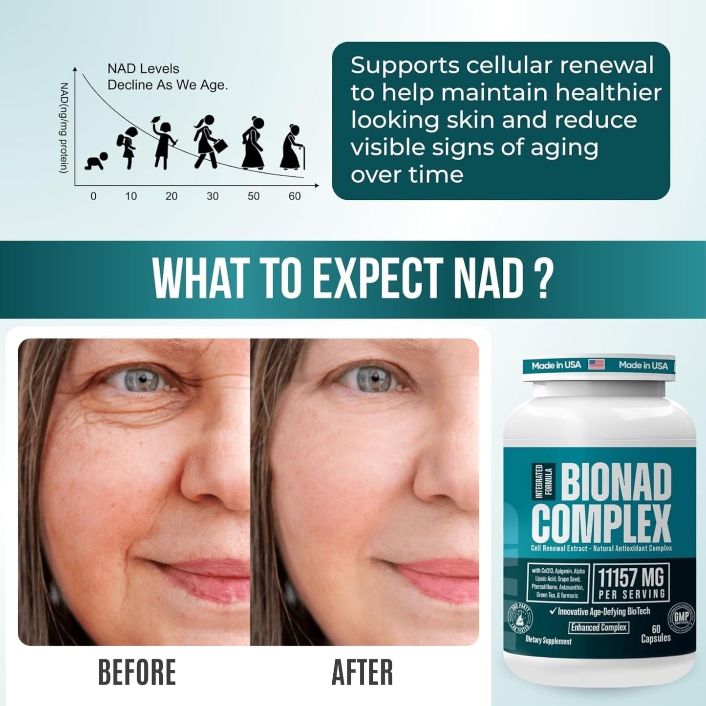 Ancient Diosa NAD Supplement with Urolithin A, CoQ10, Resveratrol, Capsule, 60 Count