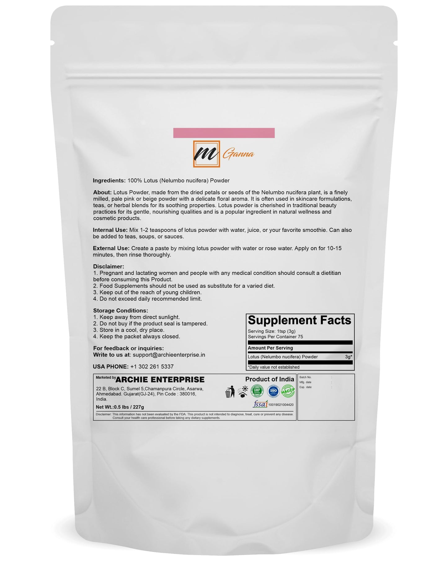 mGanna Lotus/Nelumbo nucifera flower Powder 8