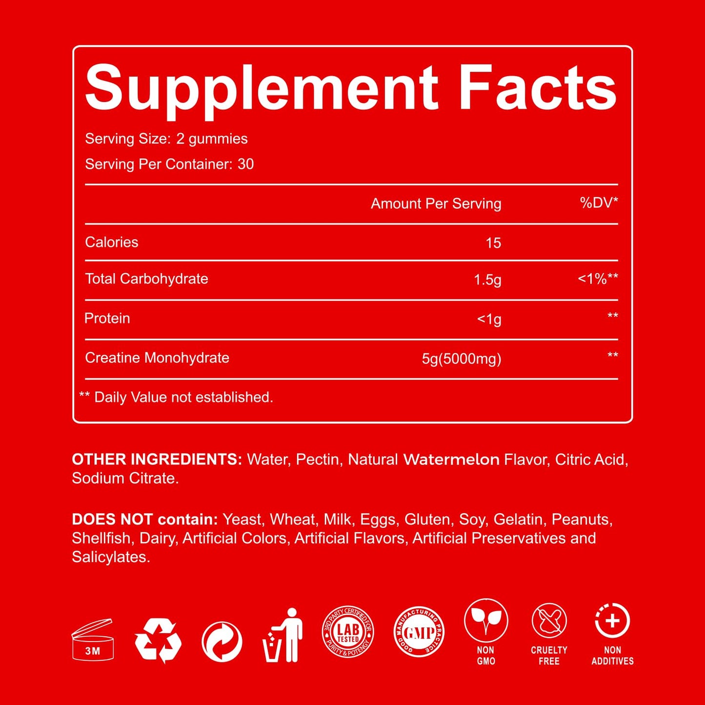 Ubiney Creatine Monohydrate Gummies 60 Count