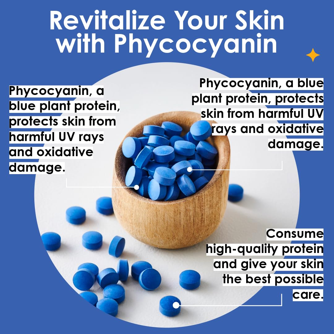 Earthrise PHYCONA Skin Hydration Tablets with Spirulina Blue, 330mg, 150 Tablets