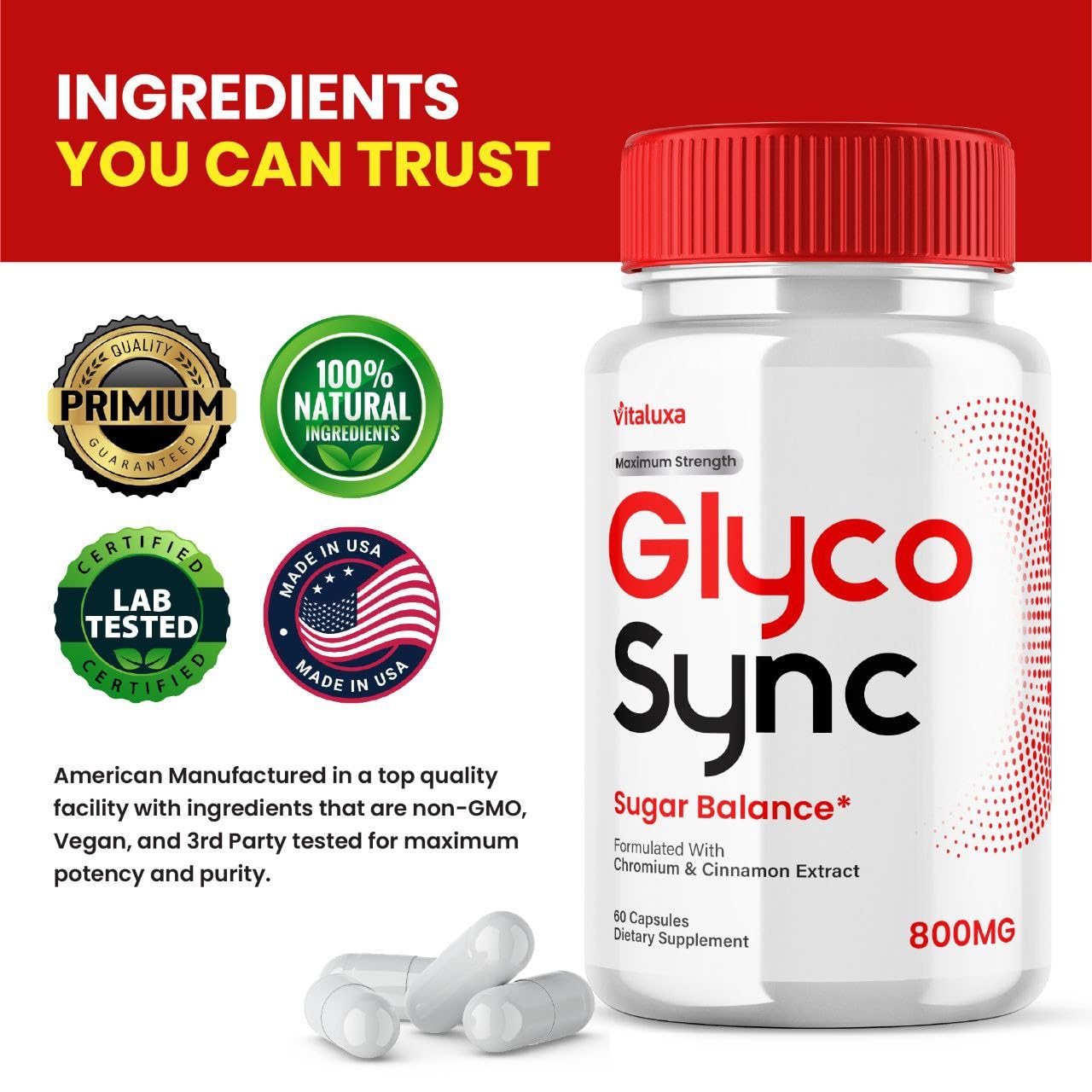 Vitaluxa Glyco Sync Blood Balance 180 Capsules