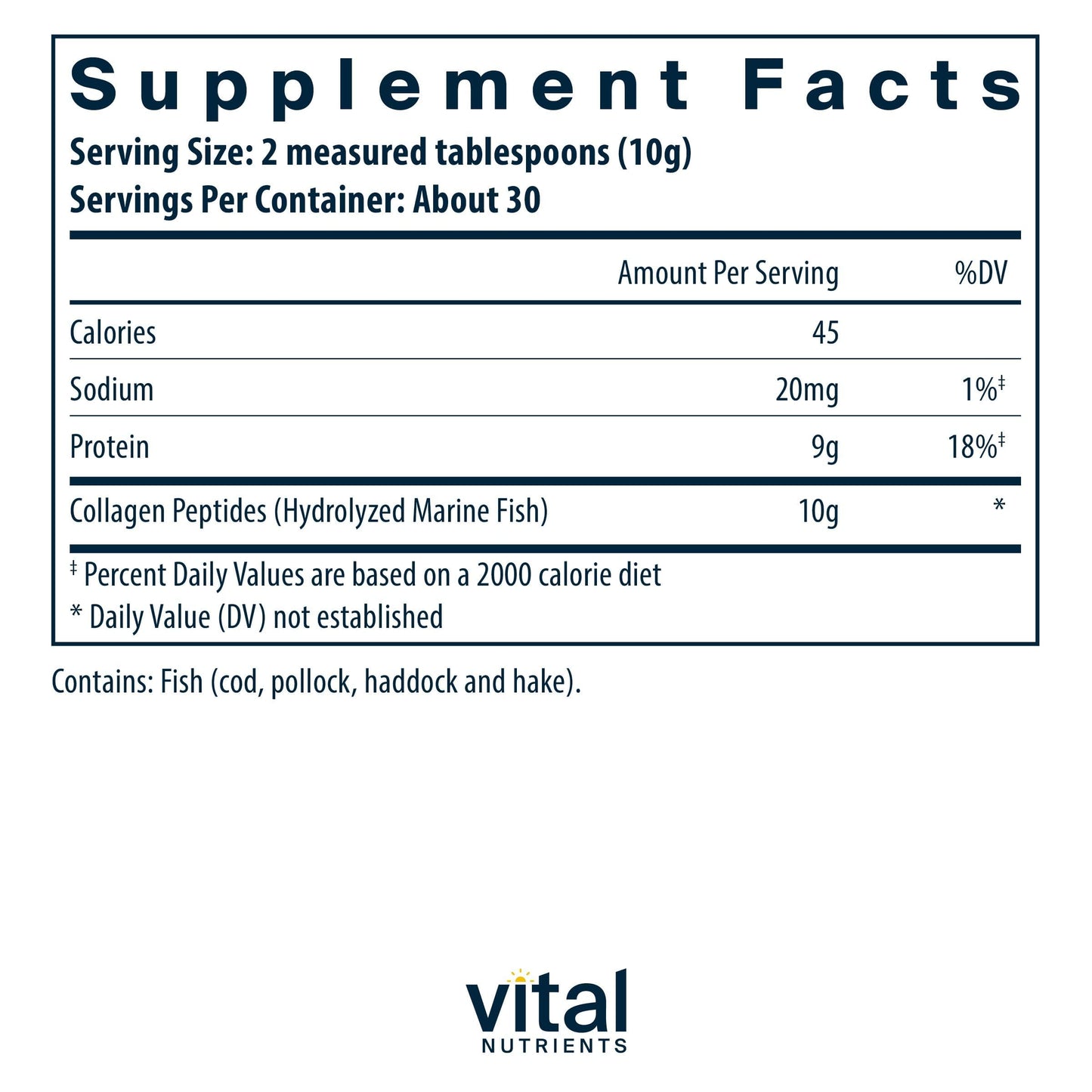 Vital Nutrients Marine Collagen Powder Unflavored 10.58 oz