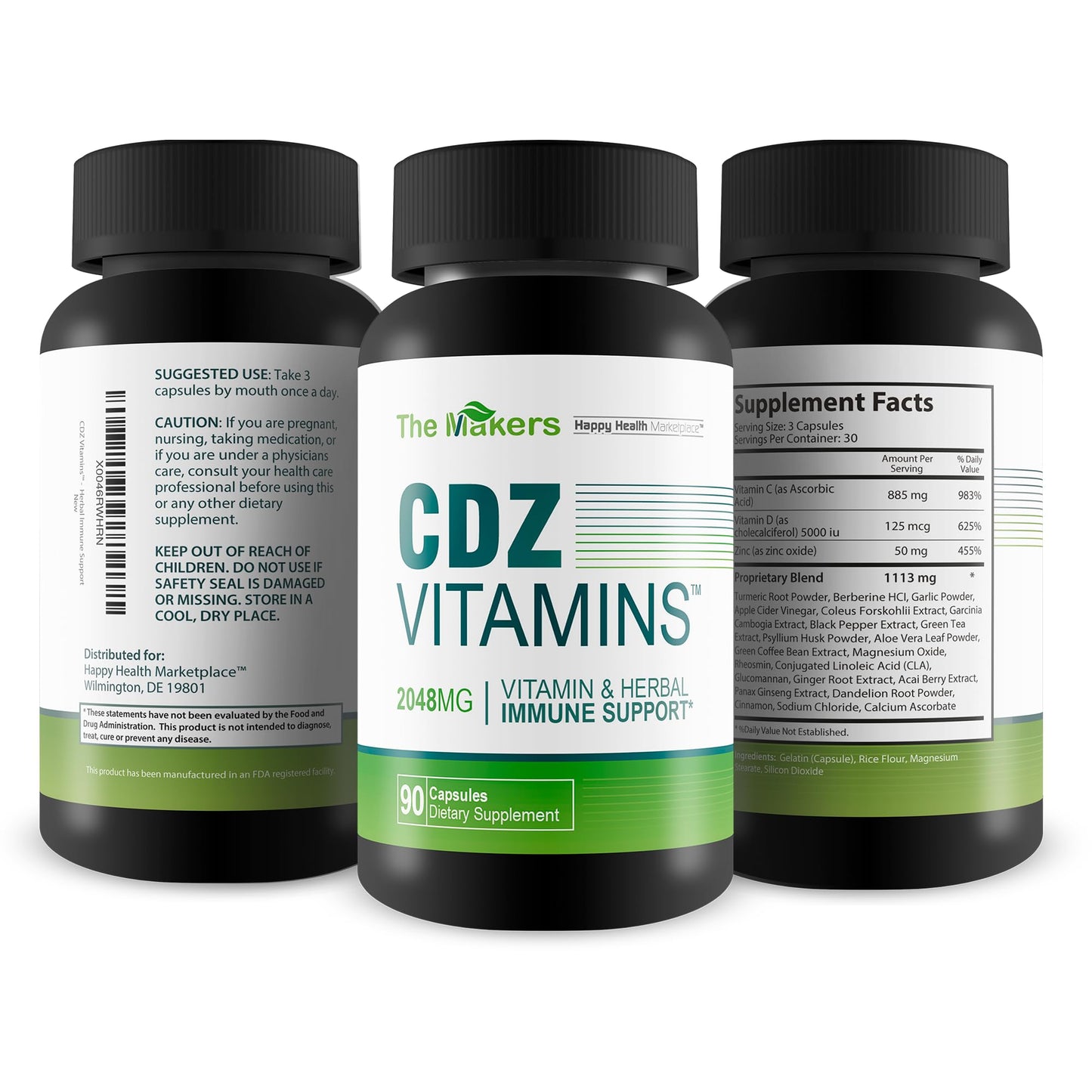 Happy Health Marketplace CDZ Vitamins Capsules 90 Count