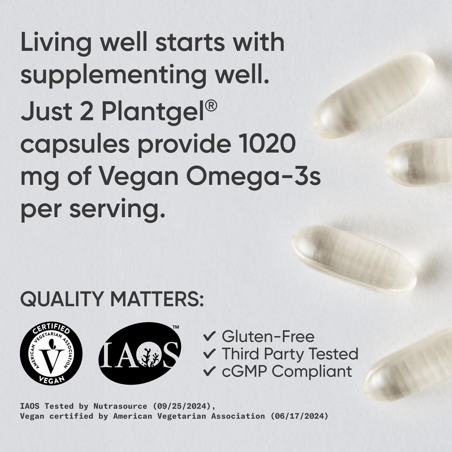 Sports Research Vegan Omega-3 Fish Oil Alternative from Algae Oil Veggie Softgels 60