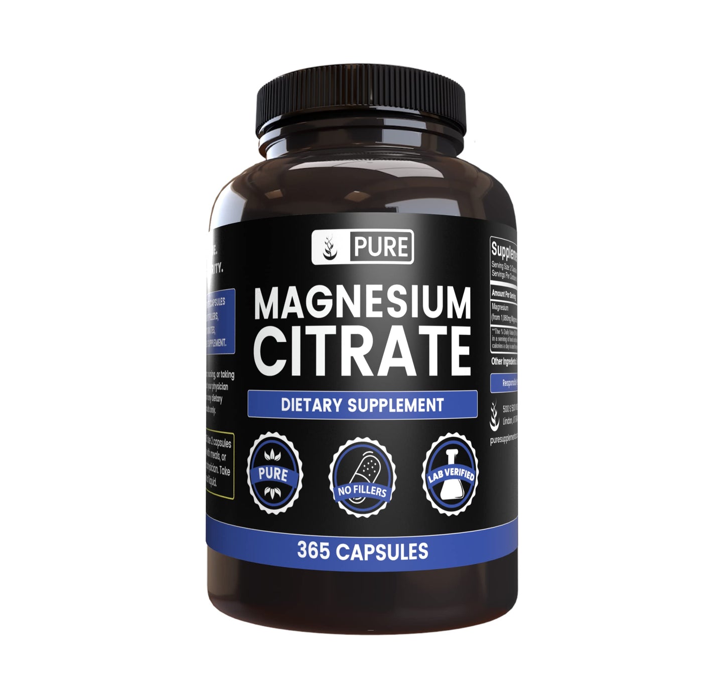Pure Original Ingredients Magnesium Citrate Capsules 365