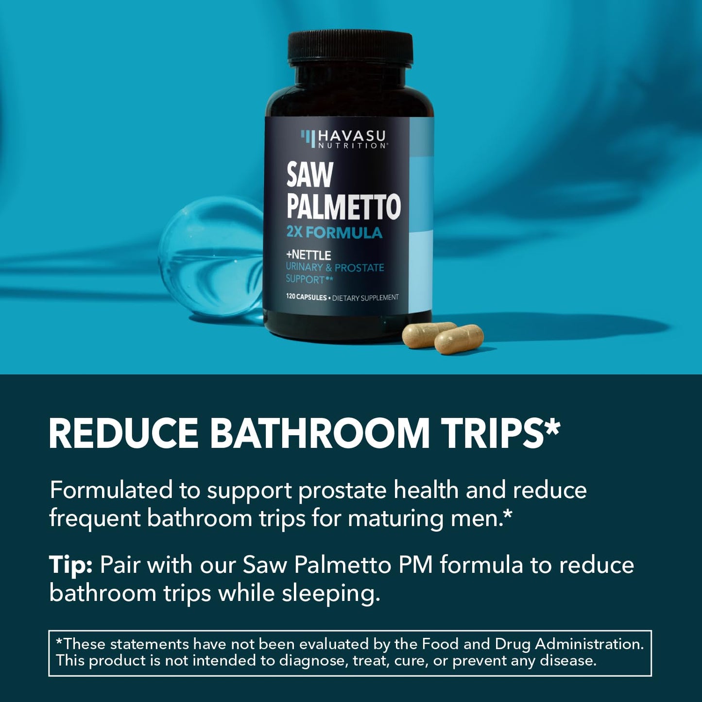 HAVASU NUTRITION Saw Palmetto and Nettle Root Extract Prostate Health Supplement Capsules 120