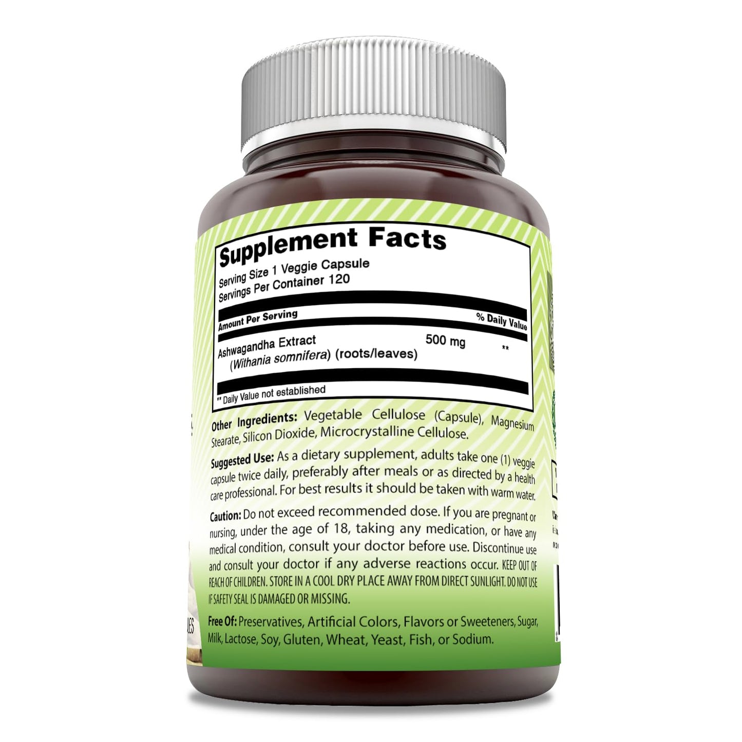 Amazing India Ashwagandha Extract 500 Mg Capsules, 120 Count