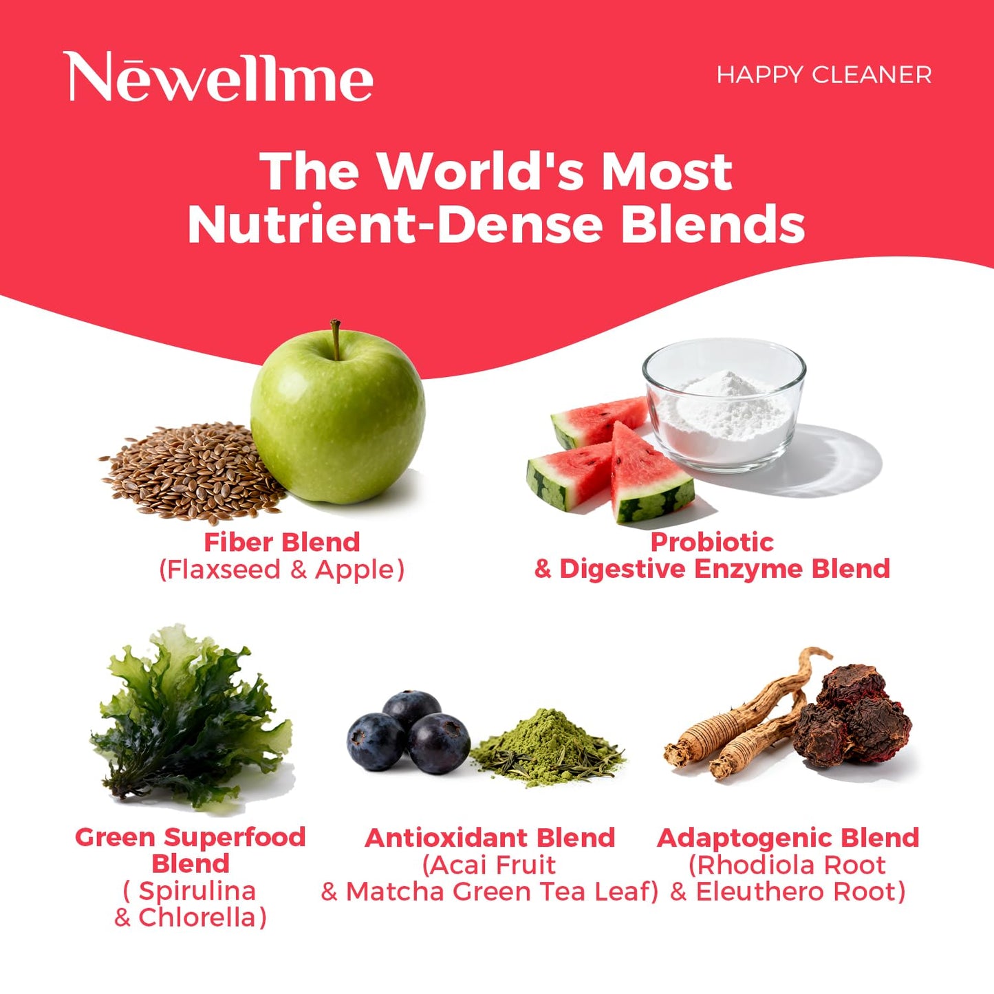 NEWELLME Happy Cleaner Superfood Powder, 14 Packets