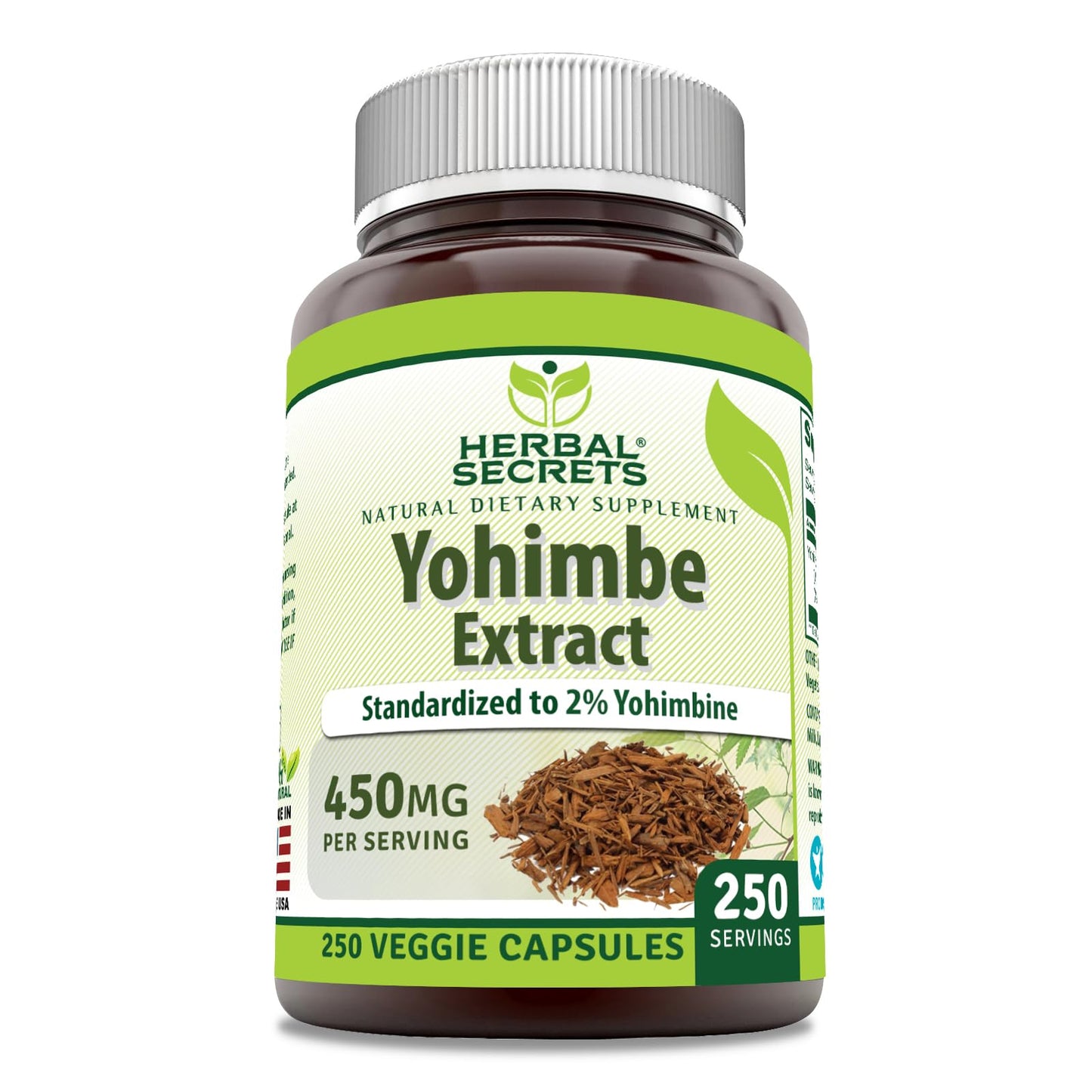 Herbal Secrets Yohimbe Extract 450 mg Supplement Capsules 250 Count