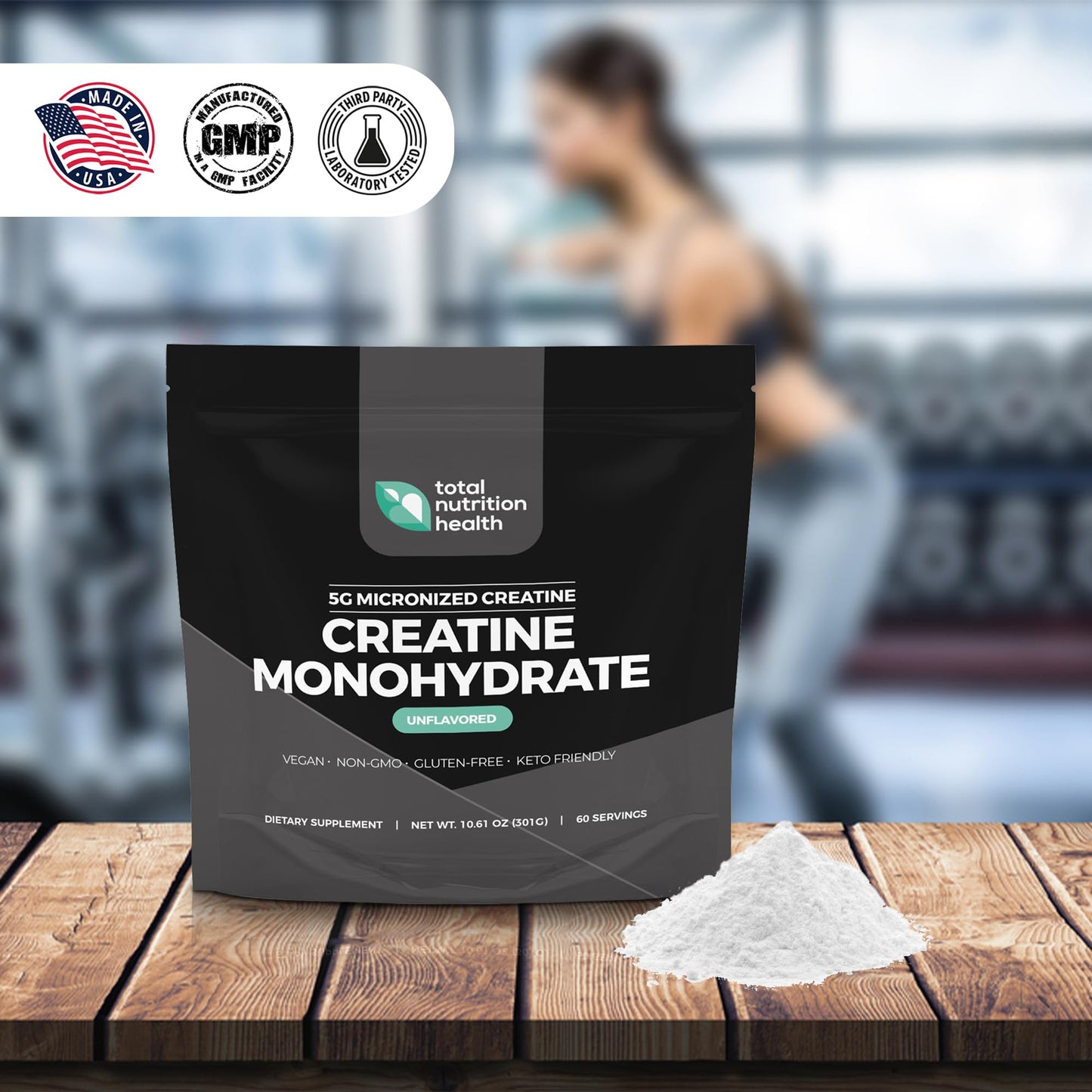 Total Nutrition Health Creatine Monohydrate Powder, 10.61 Ounces