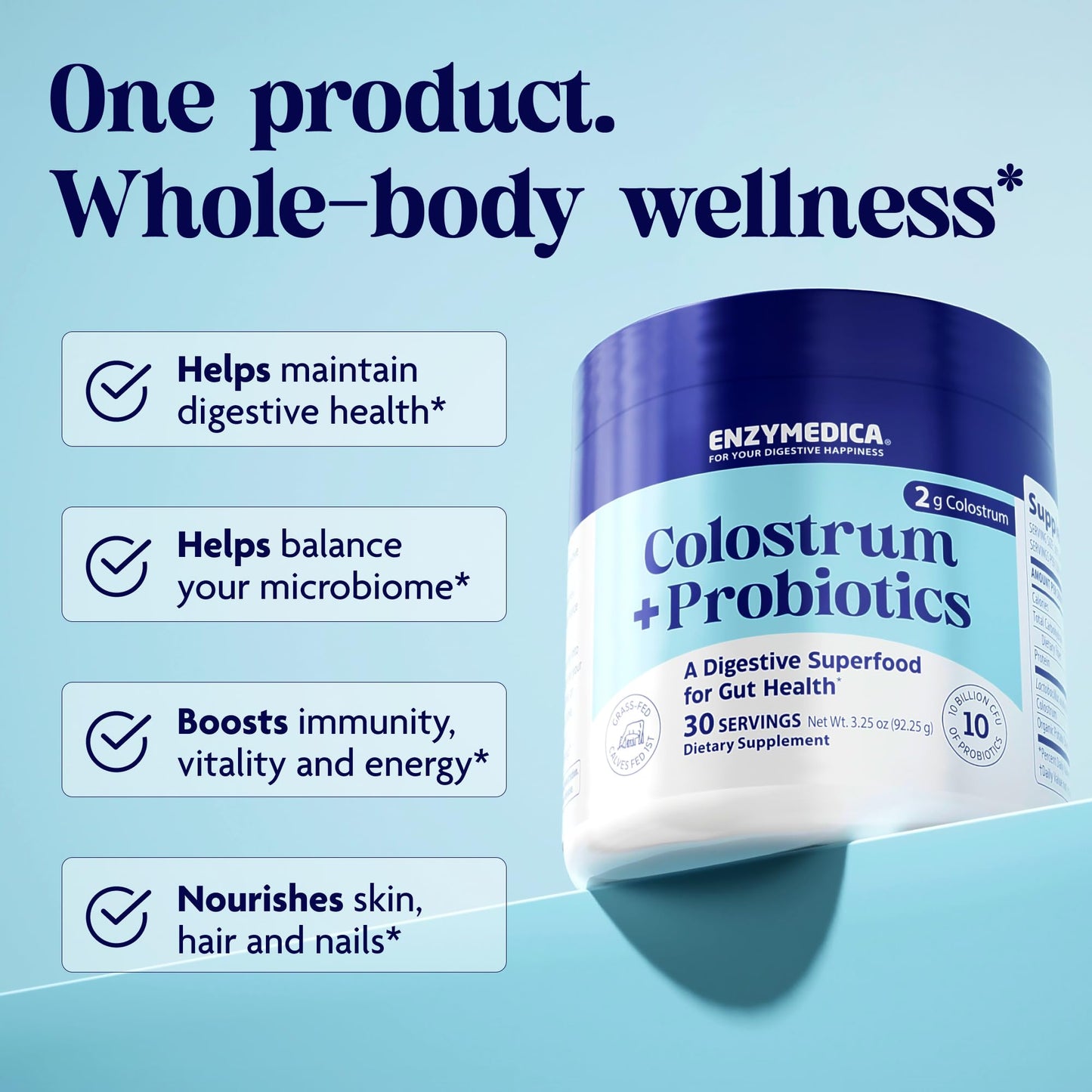 Enzymedica Colostrum + Probiotics Powder & Digest Gold Digestive Enzyme Supplement Capsules Pack of 2