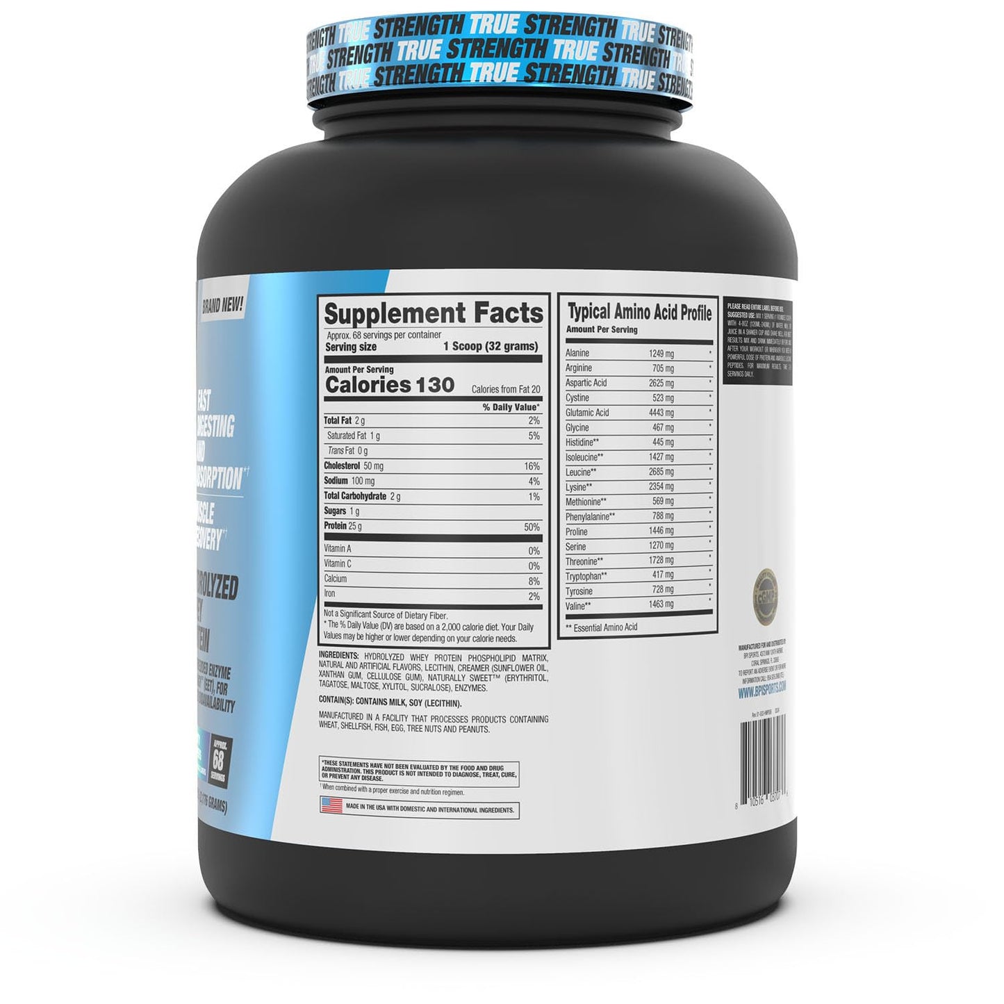 BPI Sports Hydro HD 100% Hydrolyzed Whey Protein Powder, 68 Servings