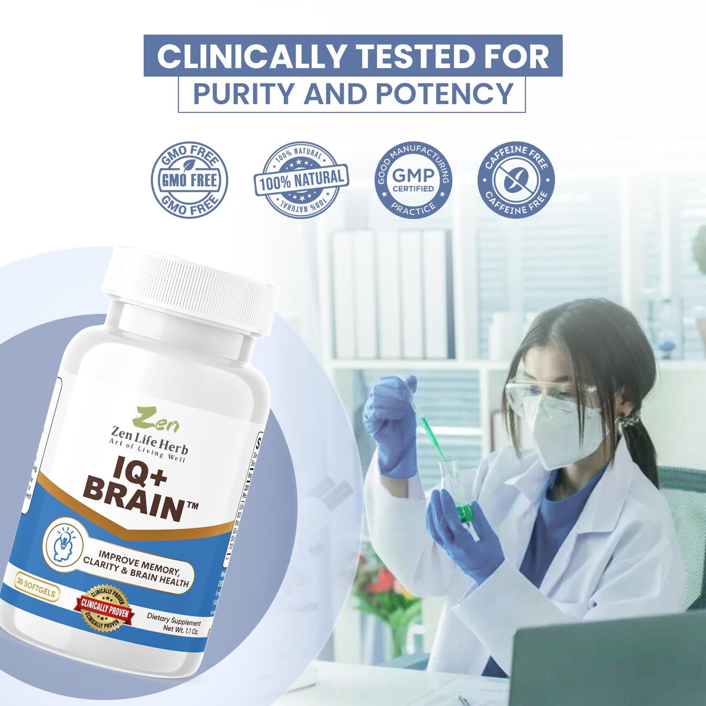 ZEN LIFE HERB IQ+ Brain Softgels, 30 Count