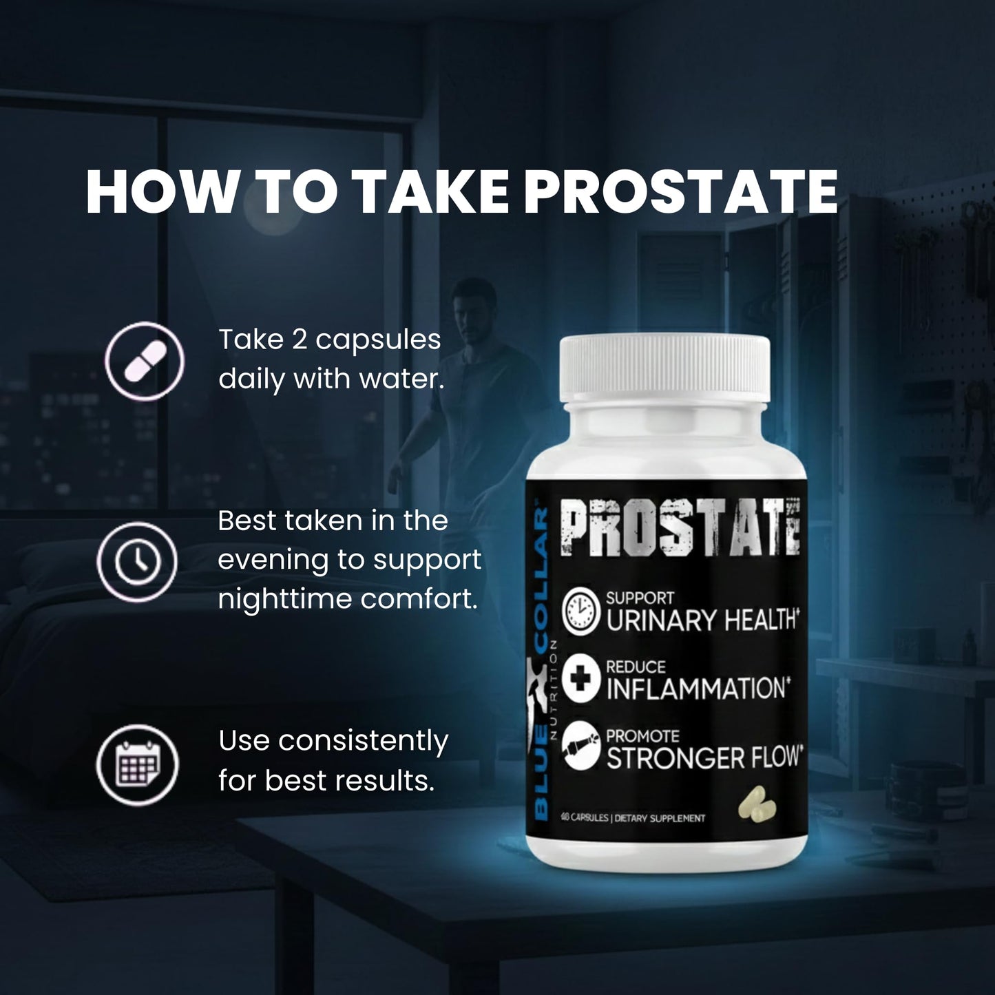 BLUE COLLAR NUTRITION Prostate Health Supplement Capsules 60