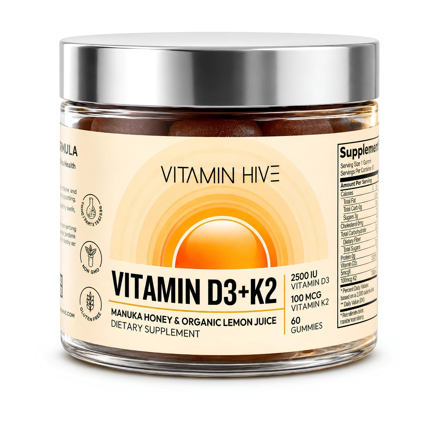 Vitamin Hive D3 K2 Gummies 60 Count