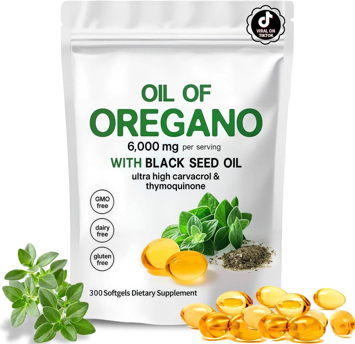 CURIPLAYA Oil of Oregano with Black Seed Oil 3-in-1 Oregano Oil Tablet 300 Tablets