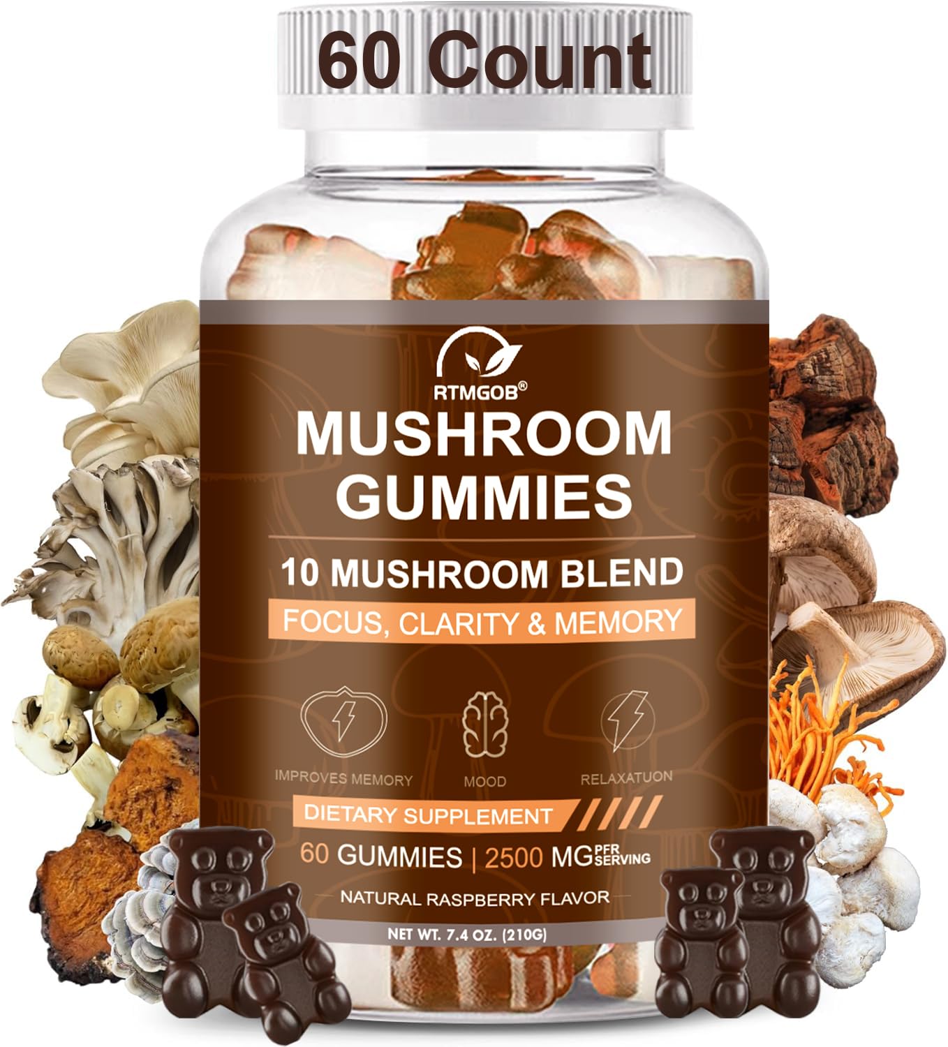 RTMGOB Mushroom Gummies 60 Count