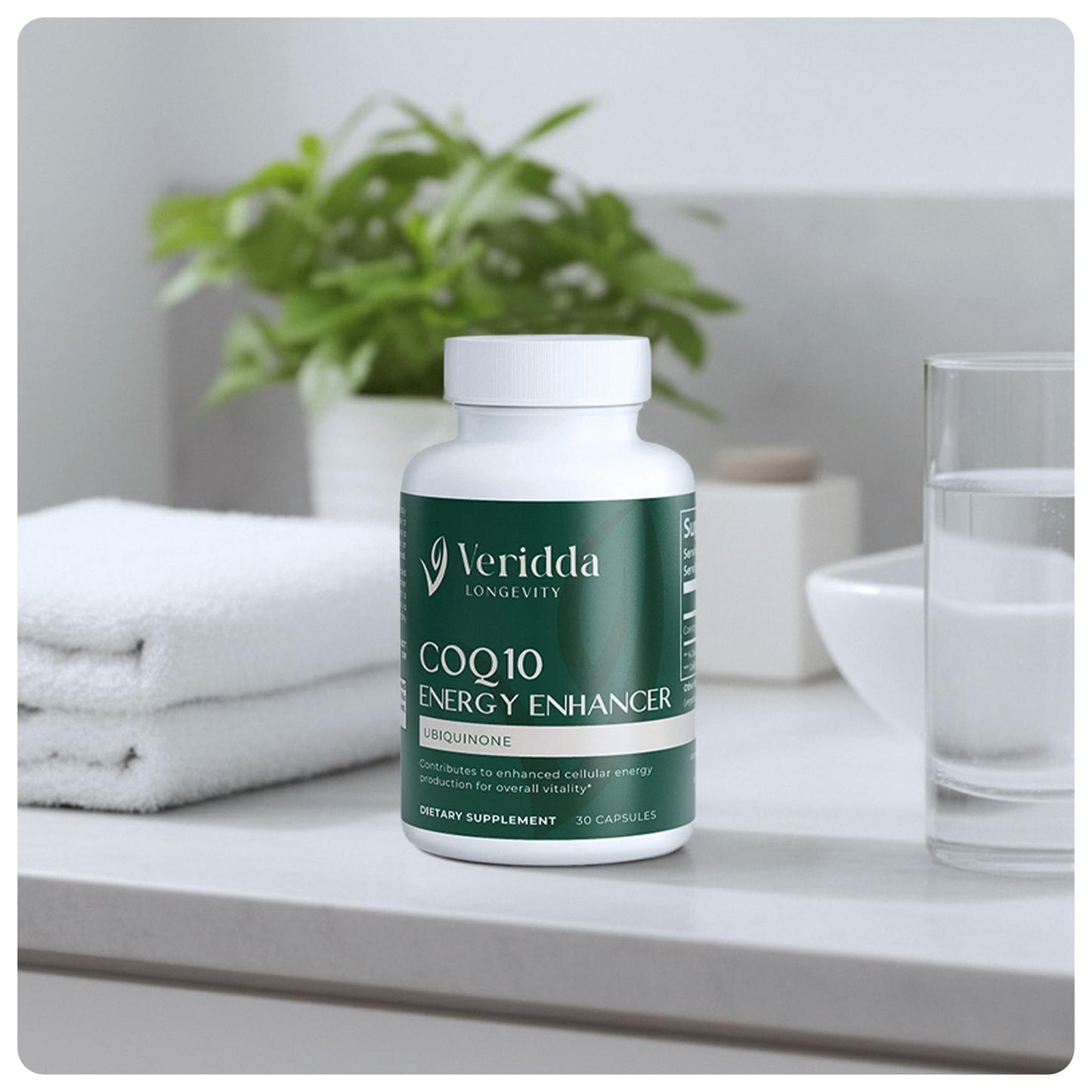 Veridda Longevity CoQ10 200 mg Ubiquinone CoEnzyme Capsule, 30 Count