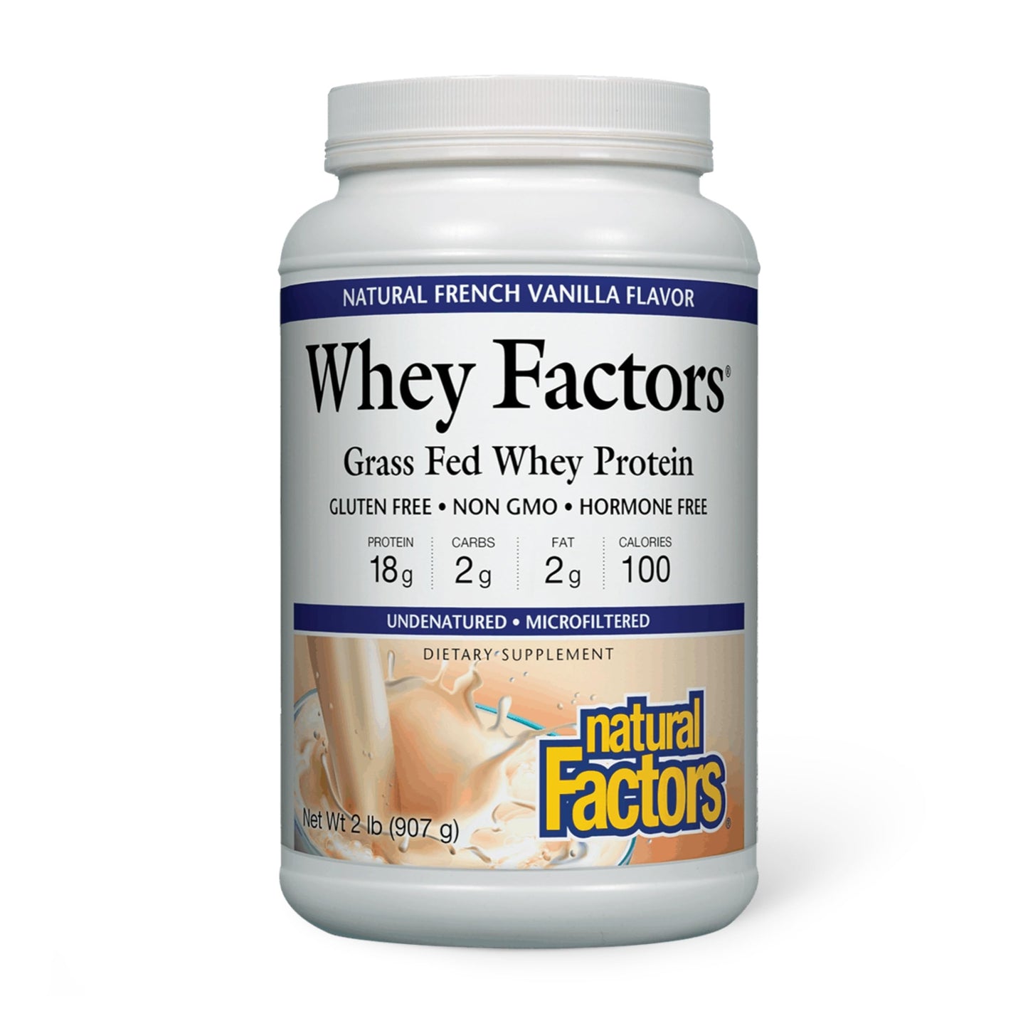 Natural Factors Whey Factors Whey Protein Powder, French Vanilla, 2 lb