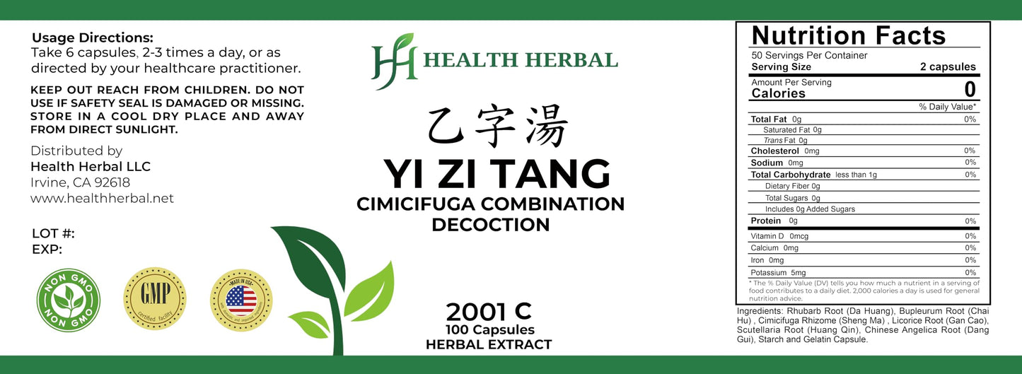 Health Herbal Yi Zi Tang, Cimicifuga Combination Decoction Capsules, 100 Capsules (Pack of 2)