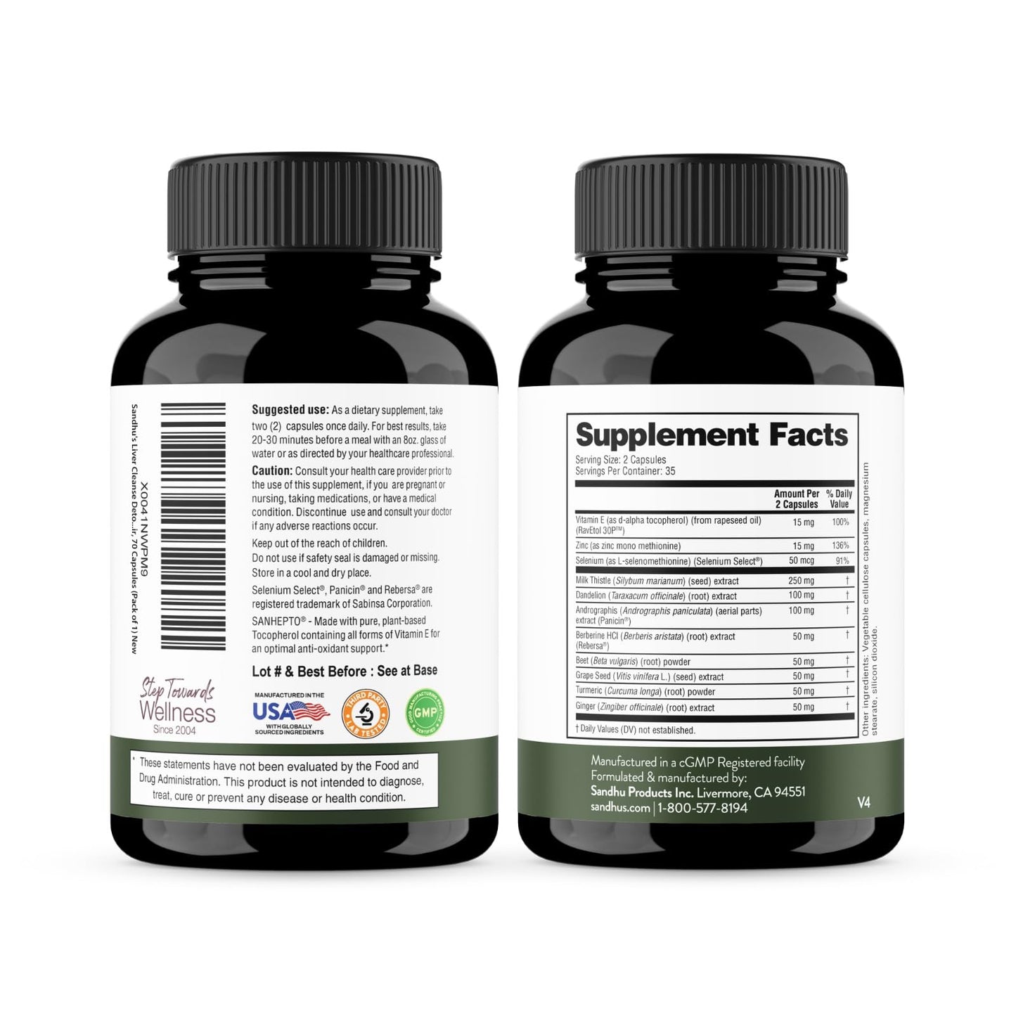 Sandhu's Liver Renew Cleanse Detox Support & 15 Day Gut Cleanse Support Supplement for Women & Men Capsules 100 Count